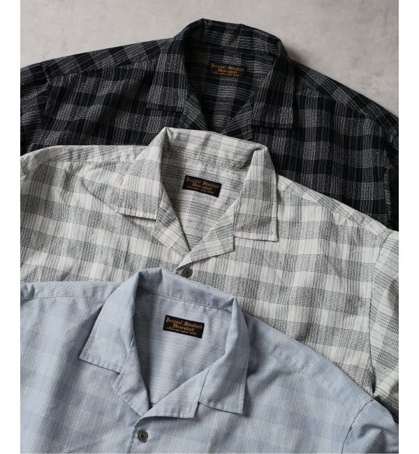 J.S.Homestead「《予約》J.S.Homestead / ブークレ チェック リラックス オープン カラー シャツ」|シャツ・ブラウス|