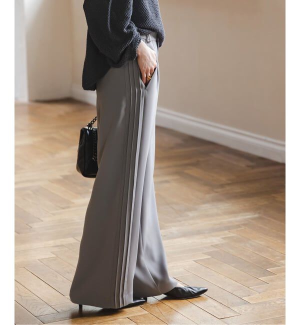 NOBLE「サイドラインピンタックパンツ」|スラックス|グレーA