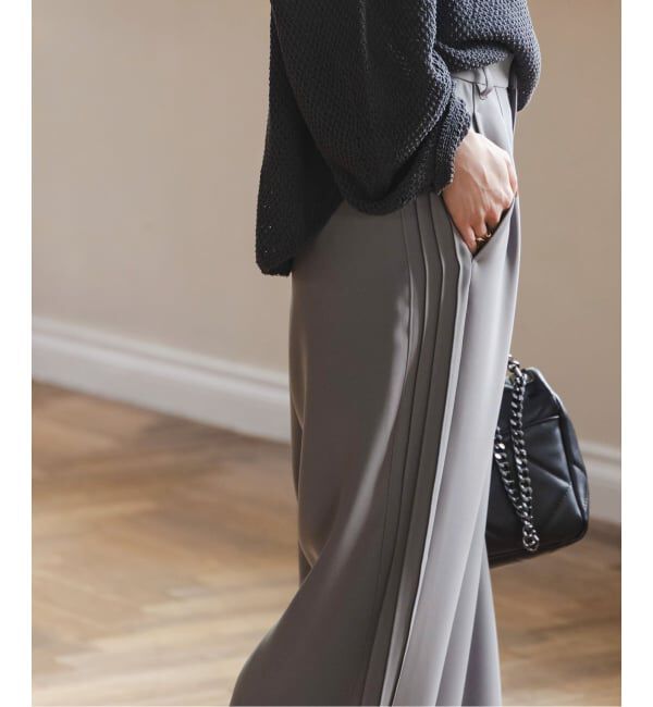 NOBLE「サイドラインピンタックパンツ」|スラックス|