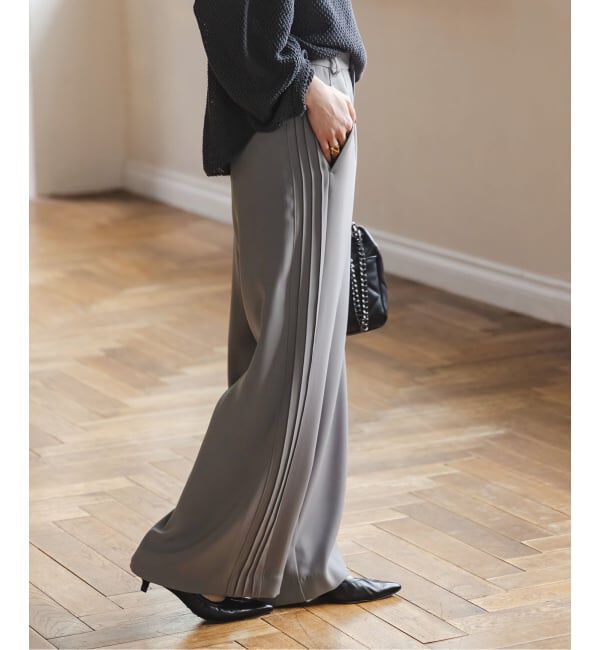 NOBLE「サイドラインピンタックパンツ」|スラックス|