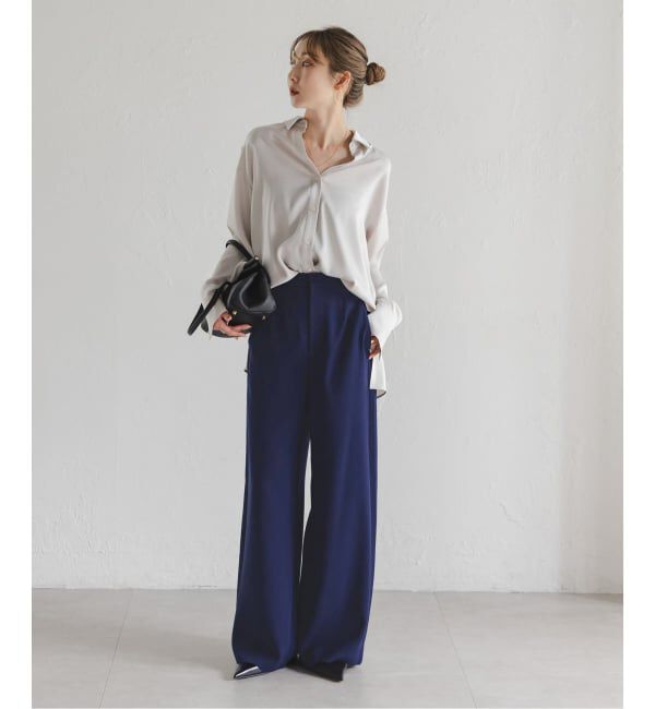 NOBLE「サイドラインピンタックパンツ」|スラックス|