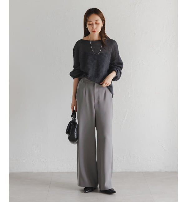 NOBLE「サイドラインピンタックパンツ」|スラックス|