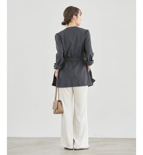 NOBLE「《セットアップ対応》麻ストレッチVカラージャケット」|ノーカラージャケット|