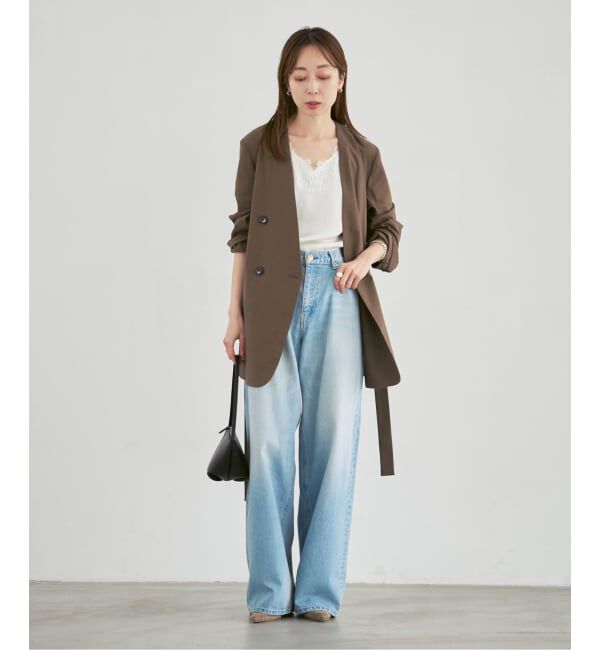 NOBLE「《セットアップ対応》麻ストレッチVカラージャケット」|ノーカラージャケット|