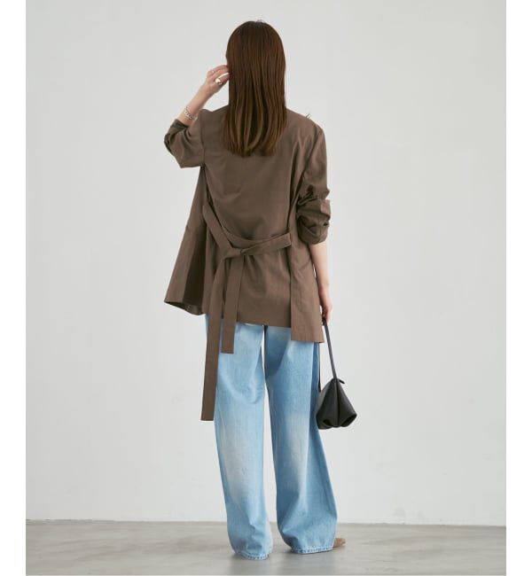 NOBLE「《セットアップ対応》麻ストレッチVカラージャケット」|ノーカラージャケット|