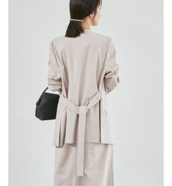 NOBLE「《セットアップ対応》麻ストレッチVカラージャケット」|ノーカラージャケット|