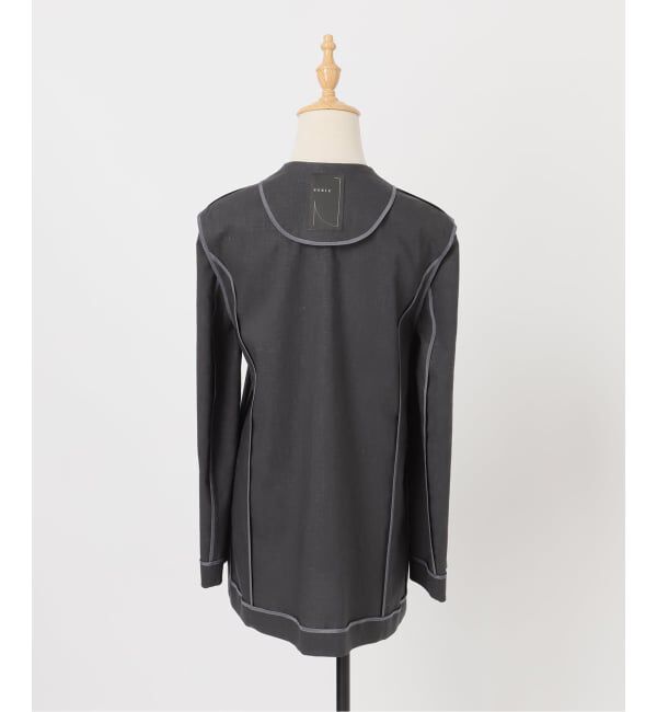 NOBLE「《セットアップ対応》麻ストレッチVカラージャケット」|ノーカラージャケット|