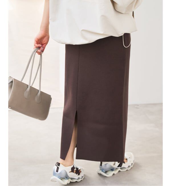 Spick and Span「ストレートニットスカート」|スカート|ブラウン