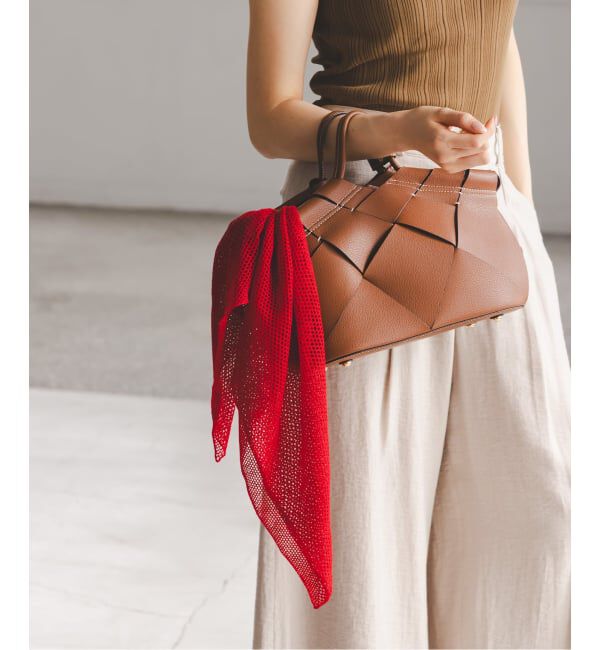 NOBLE「《予約》THROW/スロー Linen Cross Mesh Scarf」|ストール|レッド