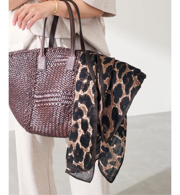 FRAMeWORK「≪予約≫MANIPURI/マニプリ リネンストール120 レオパードベグ」|ストール|