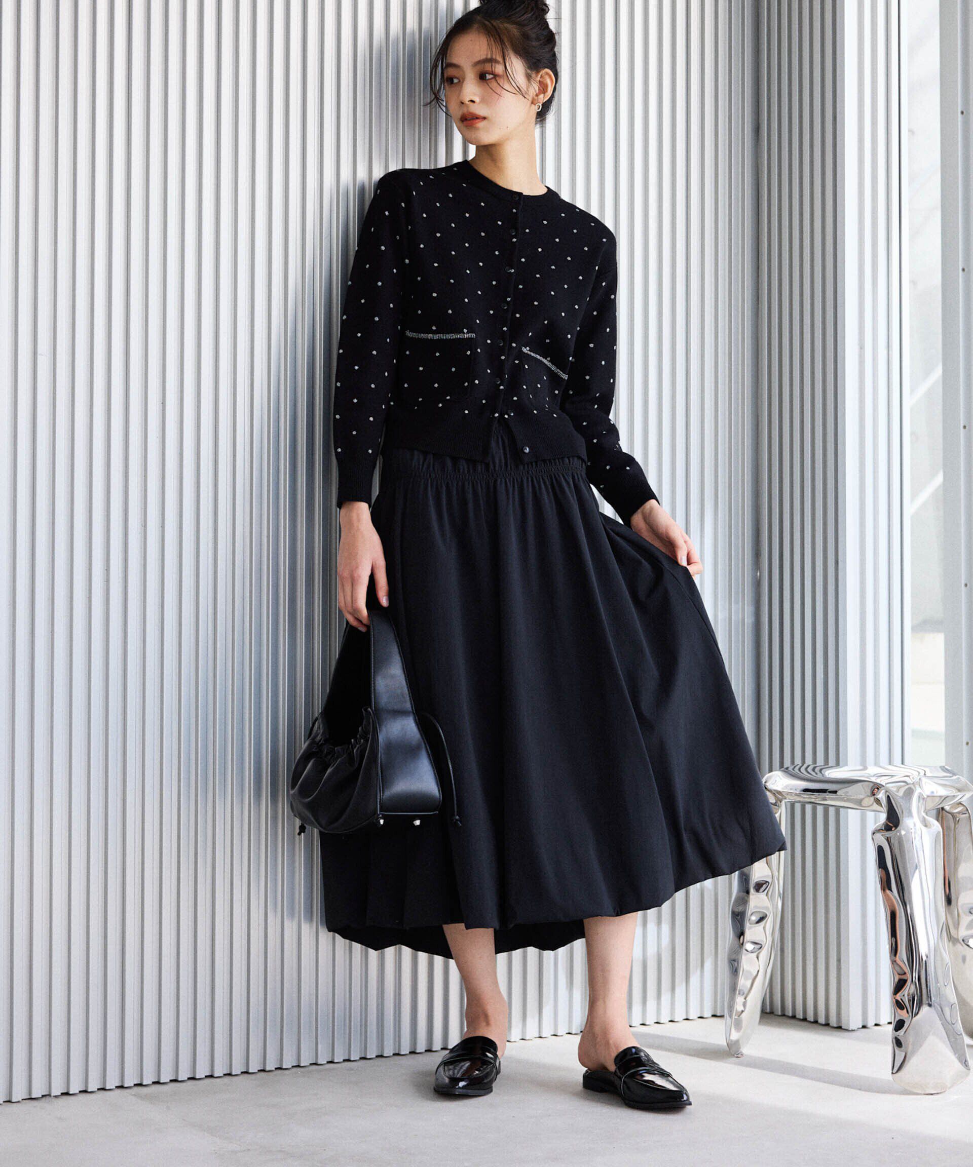 nano･universe「シャーリングギャザーバルーンスカート」|スカート|ブラック