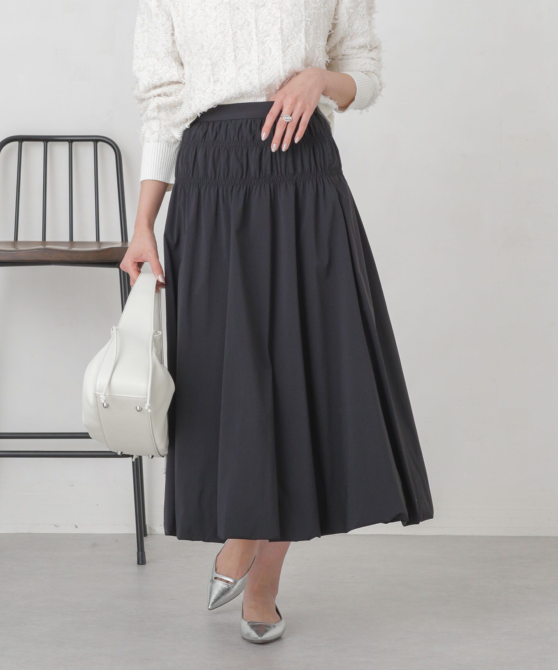 nano･universe「シャーリングギャザーバルーンスカート」|スカート|