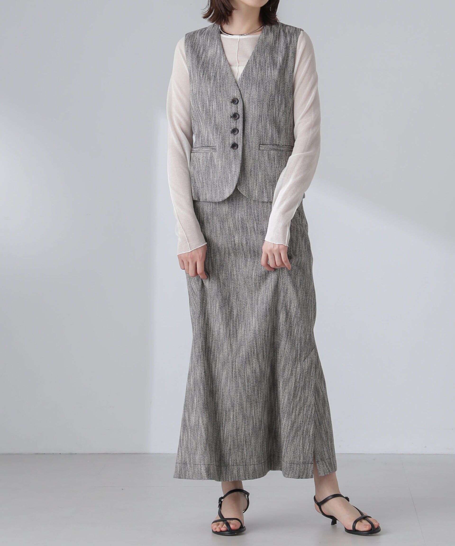 nano･universe「スラブメランジマキシスカート(セットアップ可)」|スカート|