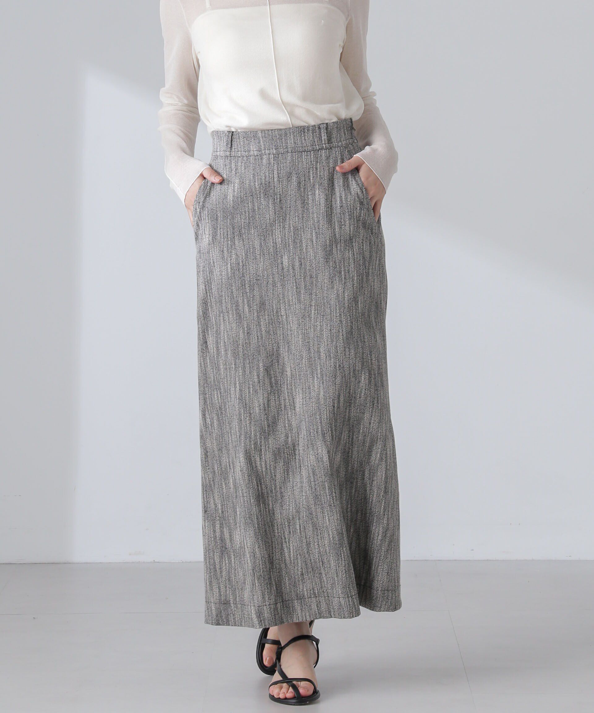 nano･universe「スラブメランジマキシスカート(セットアップ可)」|スカート|