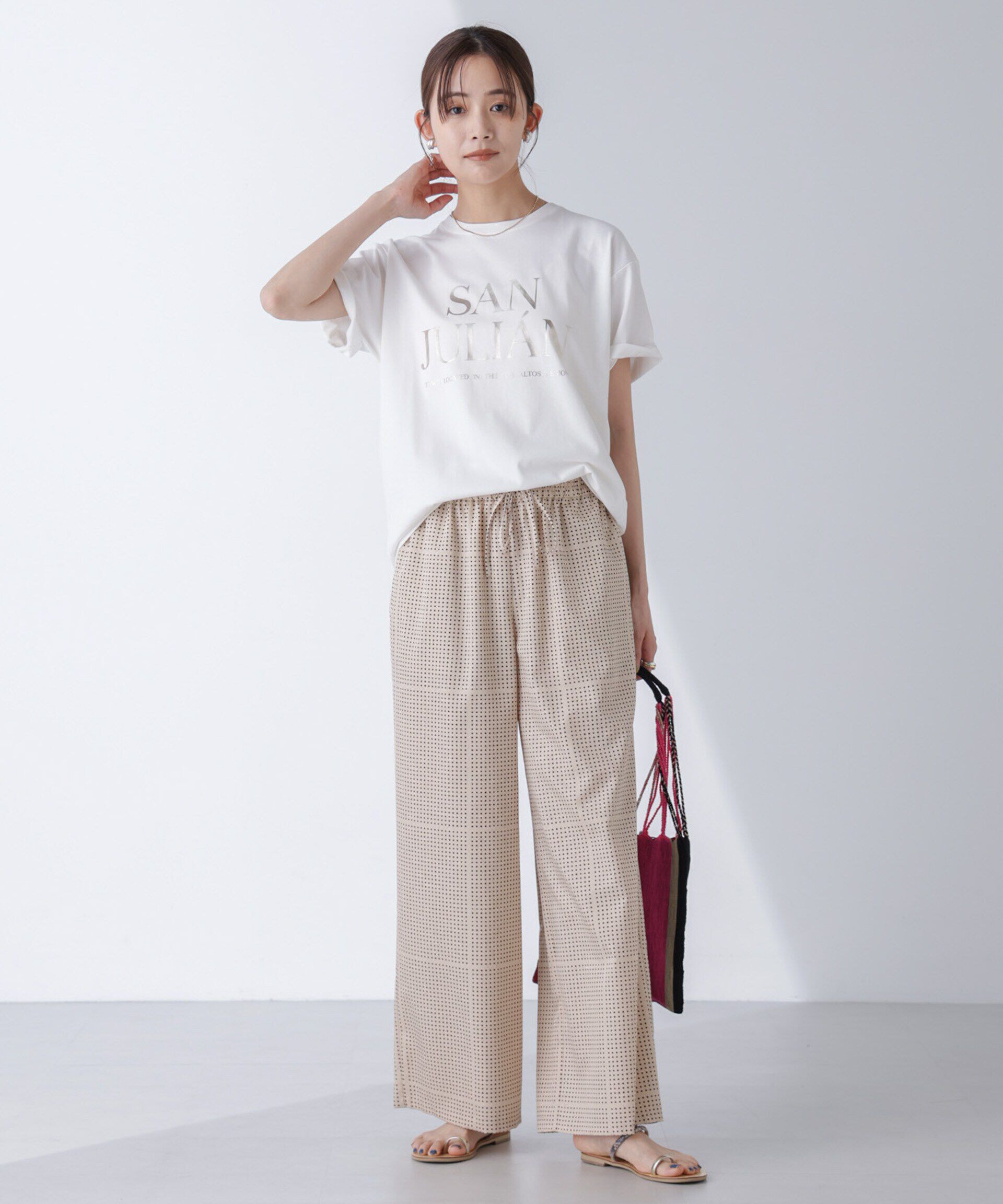 nano･universe「AtPARK＆DAILYWEAR/ドットプリントパンツ」|チノ|