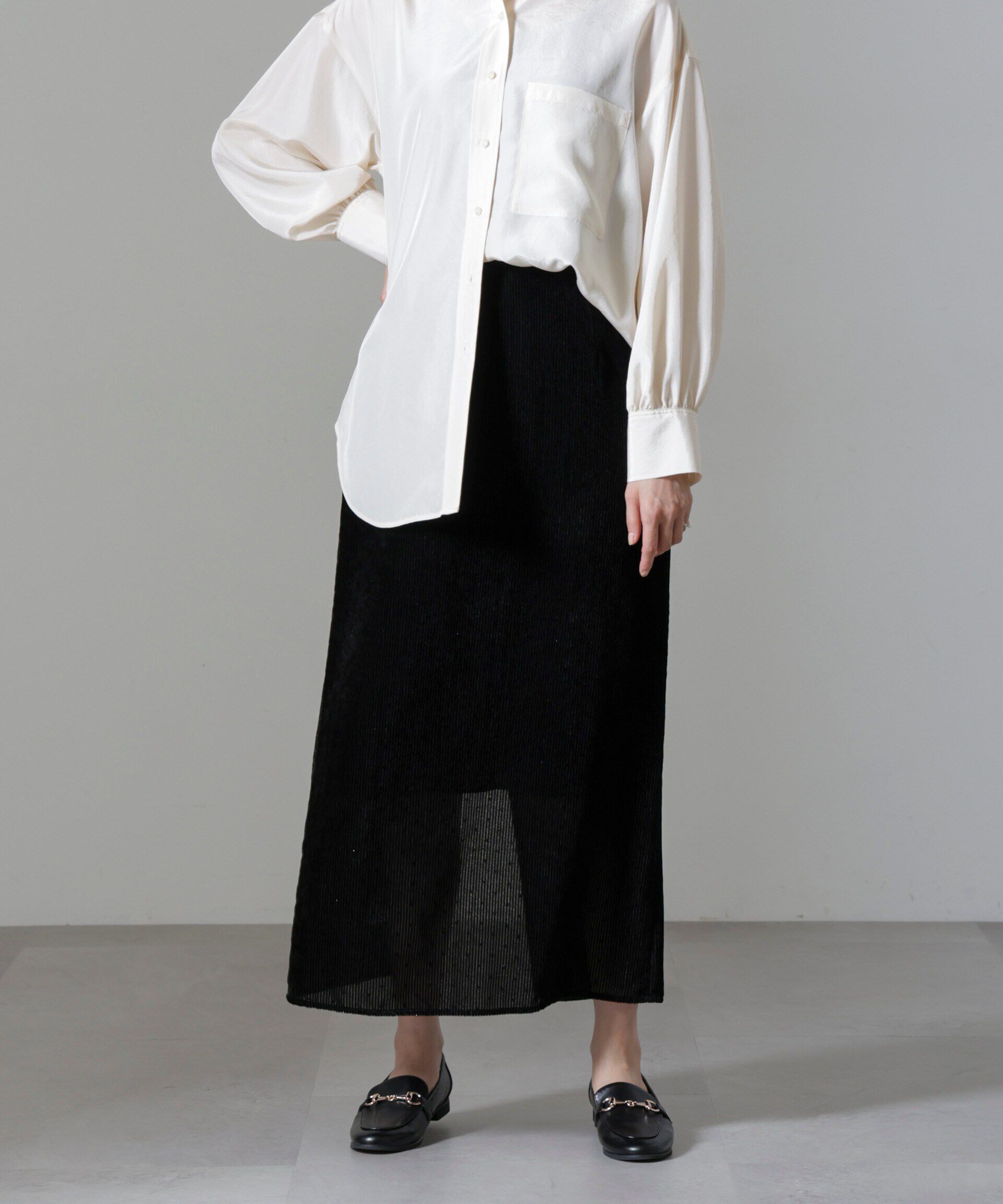 nano･universe「ストライプベロアIラインスカート」|スカート|