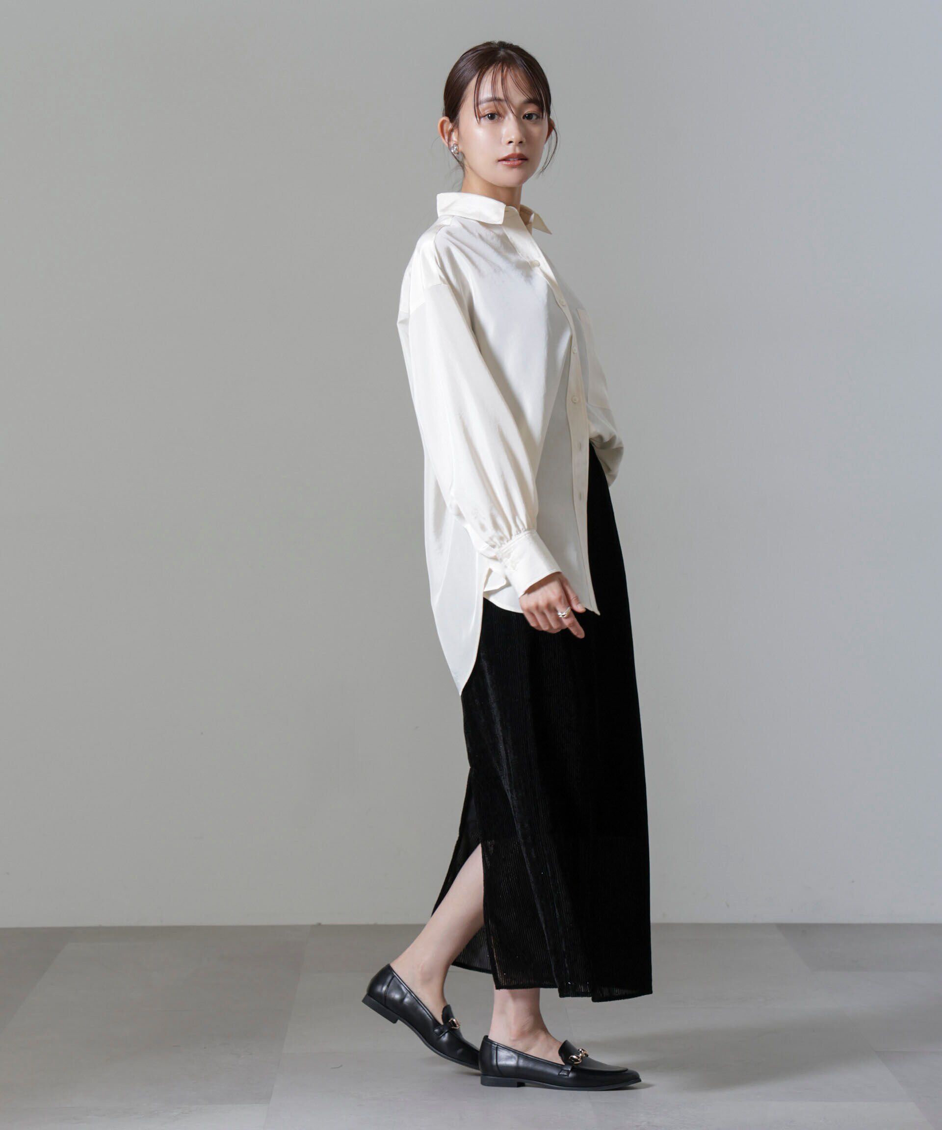 nano･universe「ストライプベロアIラインスカート」|スカート|