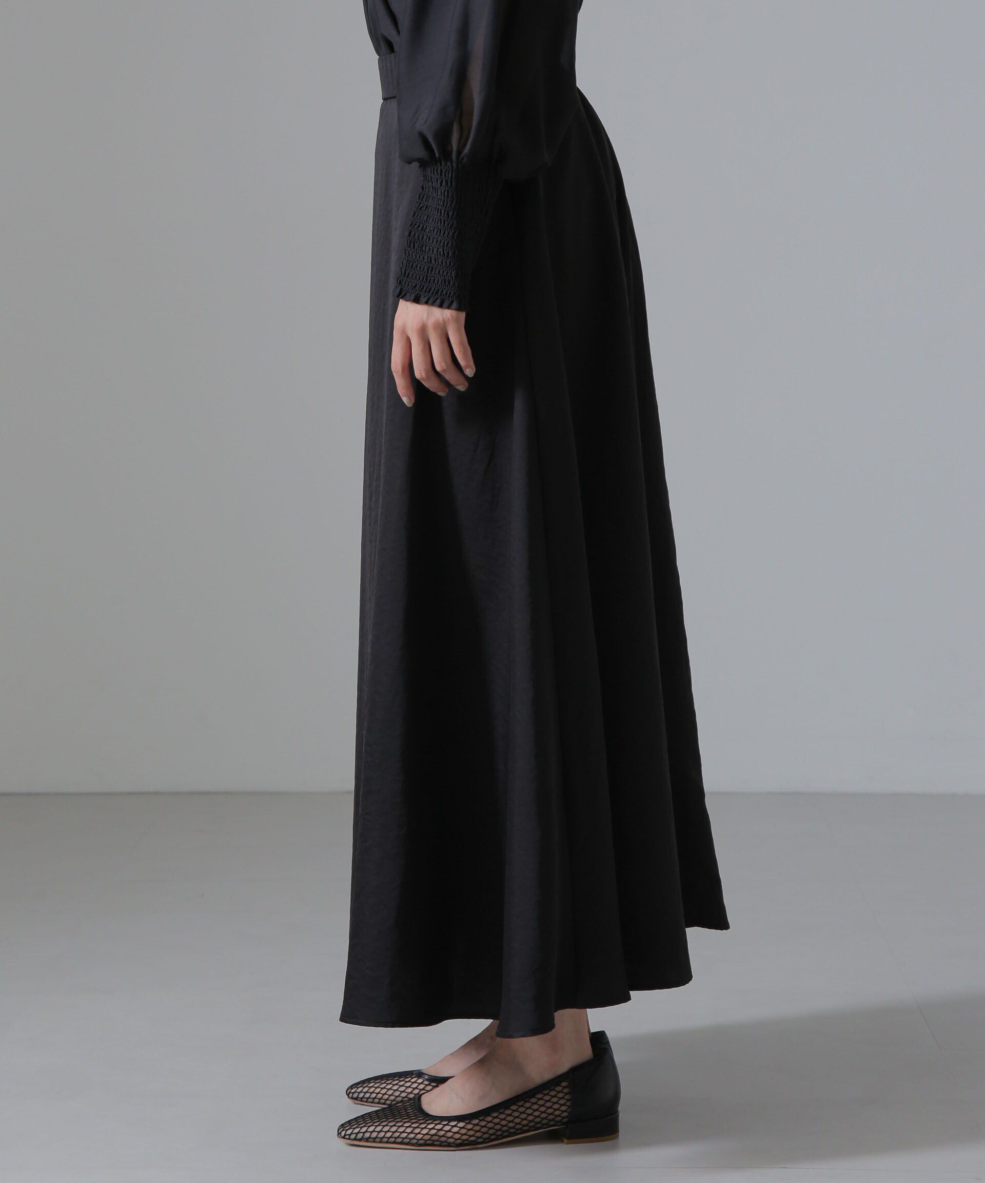 nano･universe「ヴィンテージサテンフレアロングスカート(セットアップ可)」|スカート|