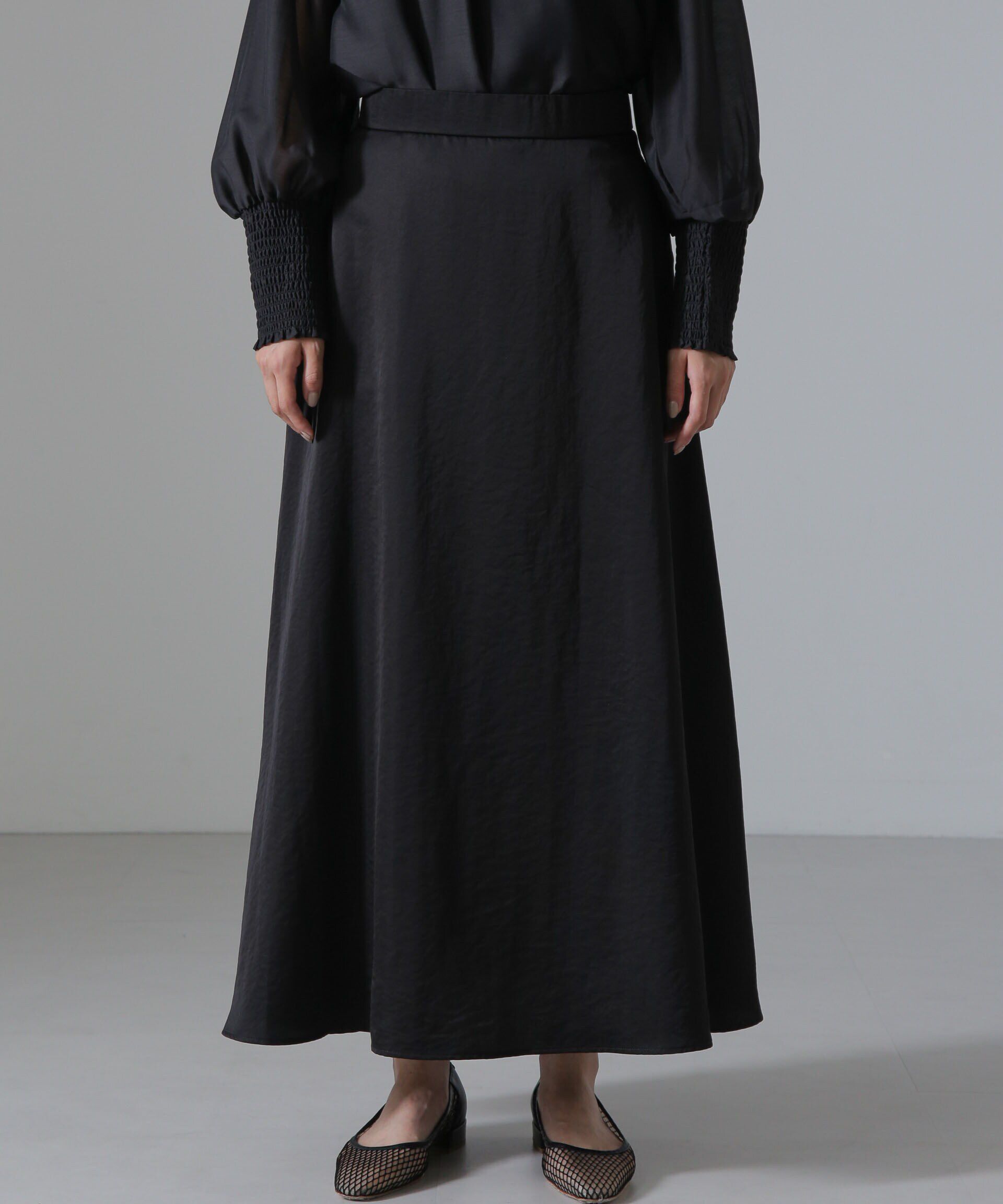 nano･universe「ヴィンテージサテンフレアロングスカート(セットアップ可)」|スカート|