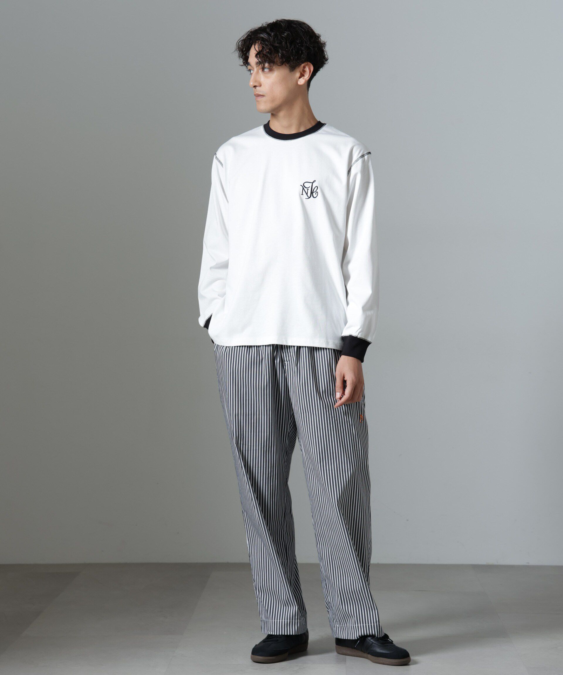 nano･universe「｢NJ/CLUB｣HOMESTOCK ストライプパンツ」|チノ|