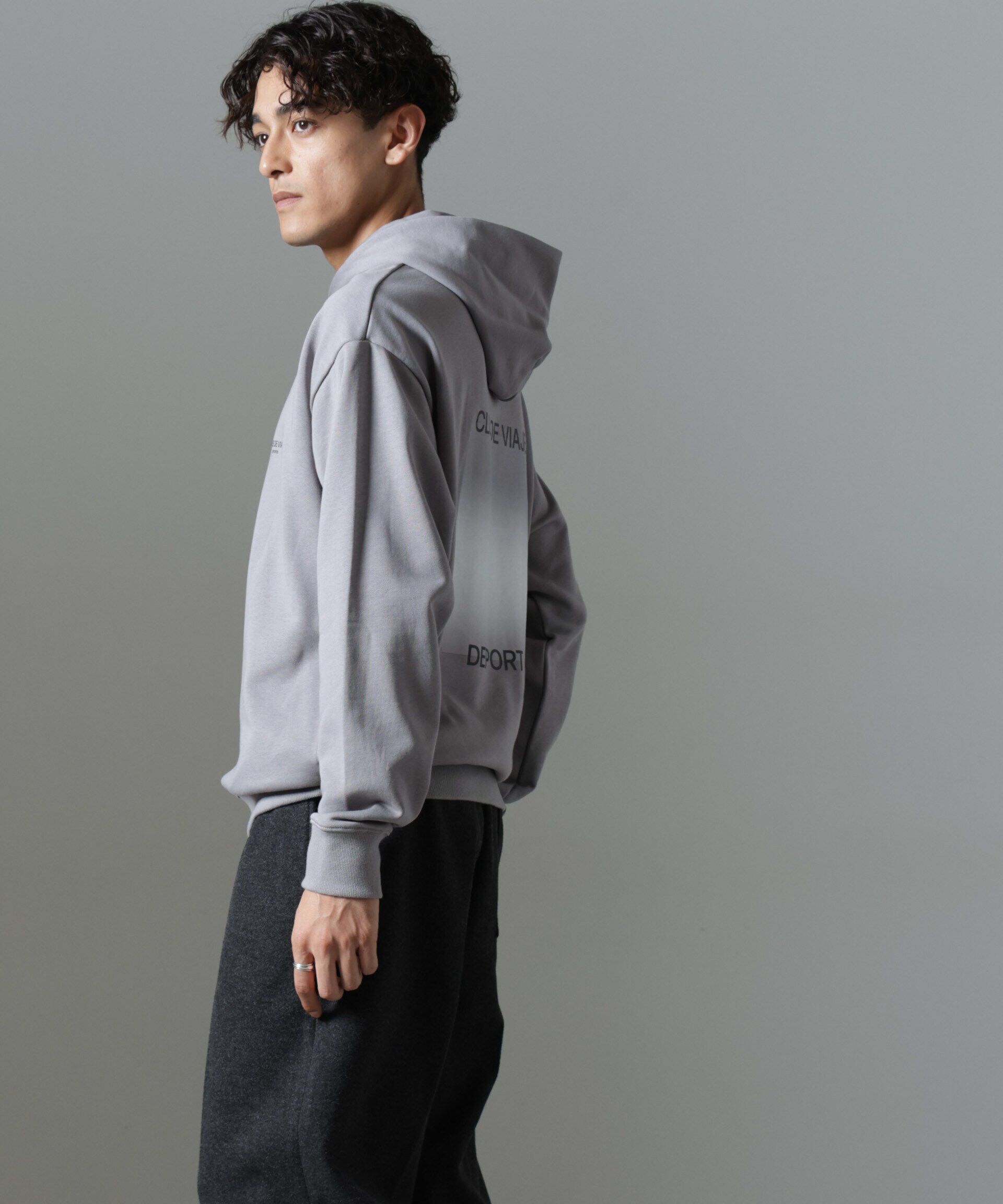 nano･universe「｢NJ/CLUB｣PARKSTOCK プリントスウェットパーカー」|Tシャツ・カットソー|グレー