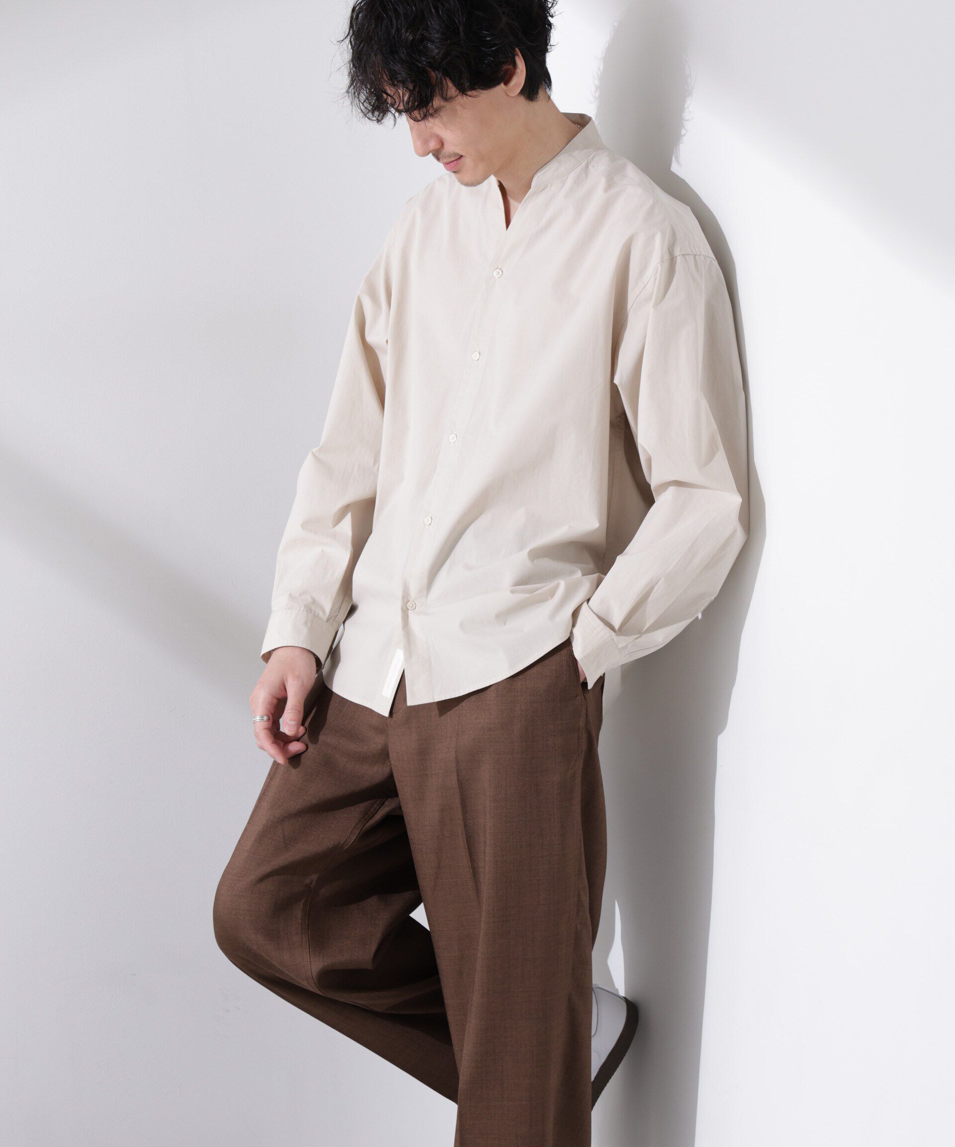 nano･universe「「大人のワイドシャツ」バンドカラー 長袖」|シャツ・ブラウス|