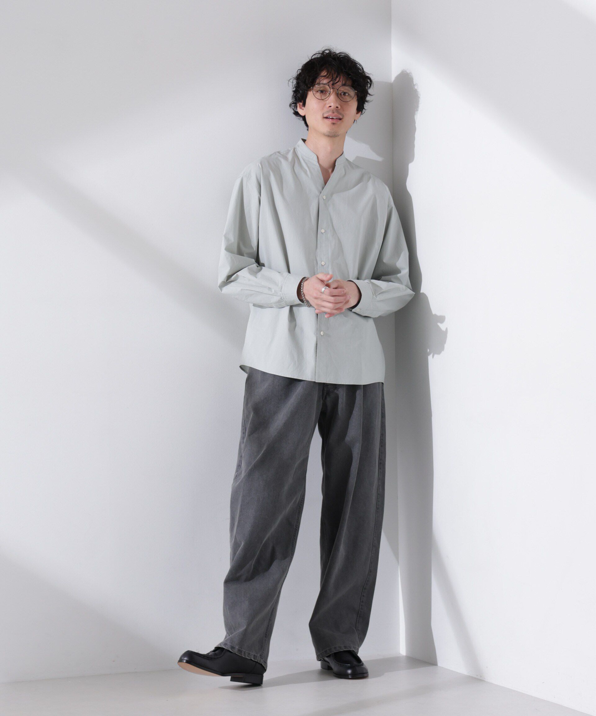 nano･universe「「大人のワイドシャツ」バンドカラー 長袖」|シャツ・ブラウス|