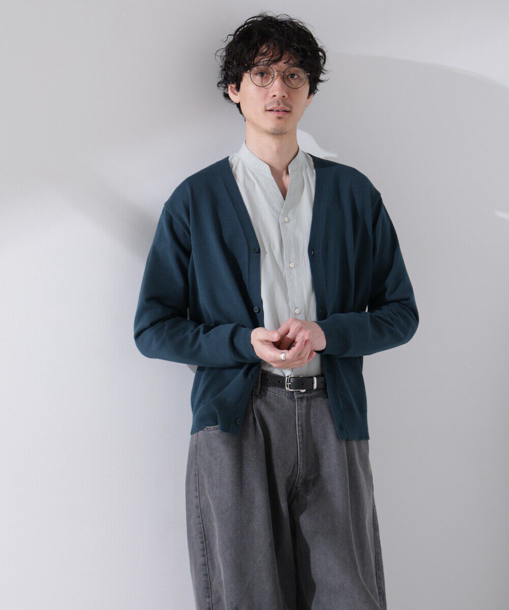 nano･universe「プレーティングスタンダードカーディガン」|ニット・セーター|D.グリーン1