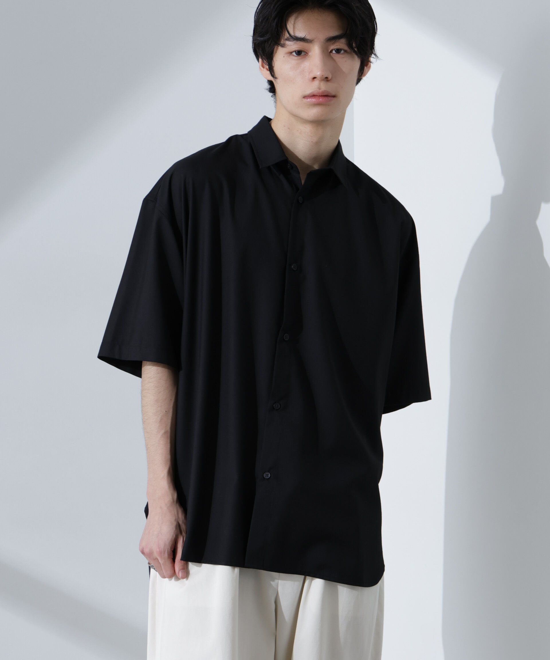 nano･universe「ビッグドレープシャツ 半袖」|シャツ・ブラウス|