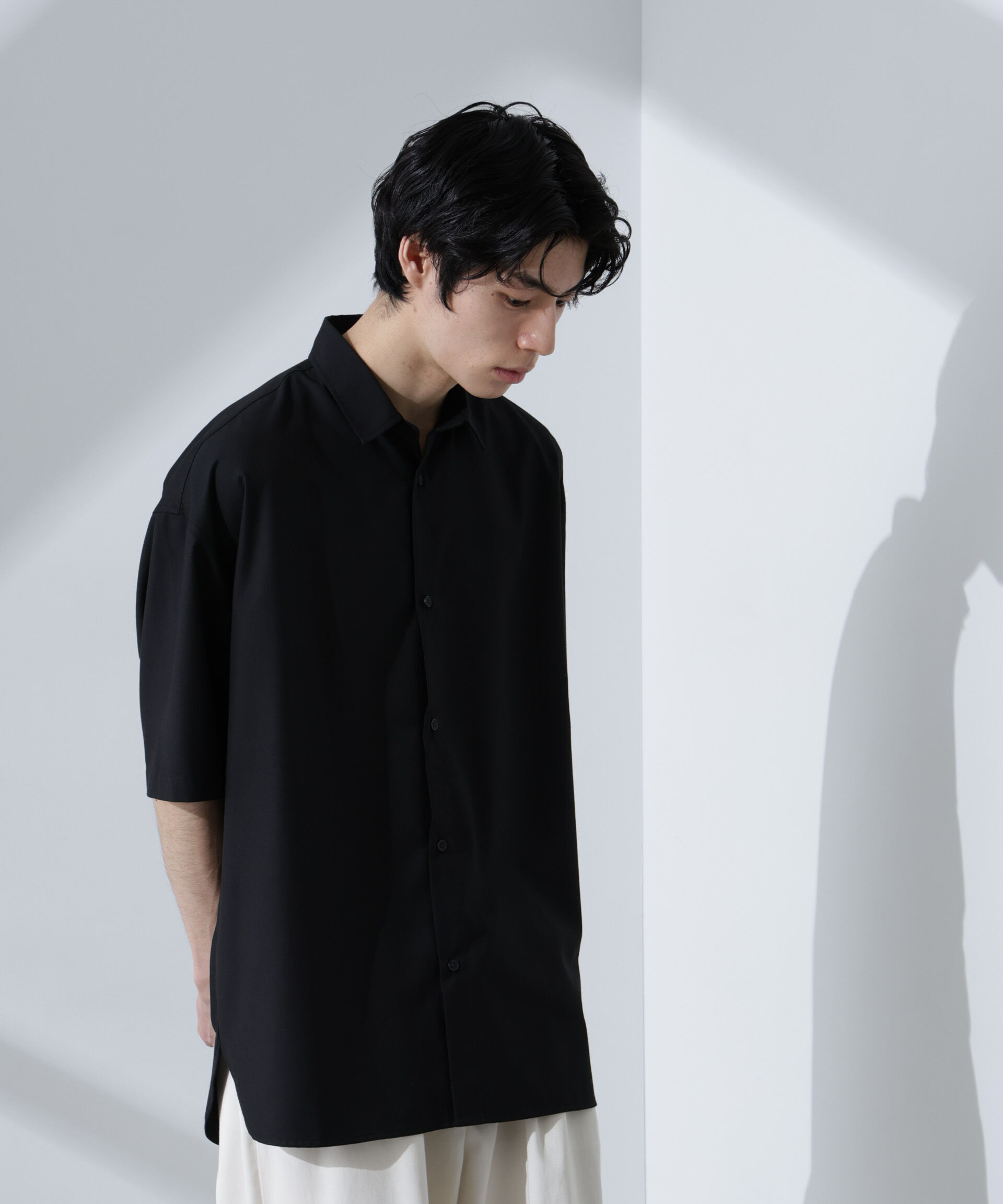 nano･universe「ビッグドレープシャツ 半袖」|シャツ・ブラウス|