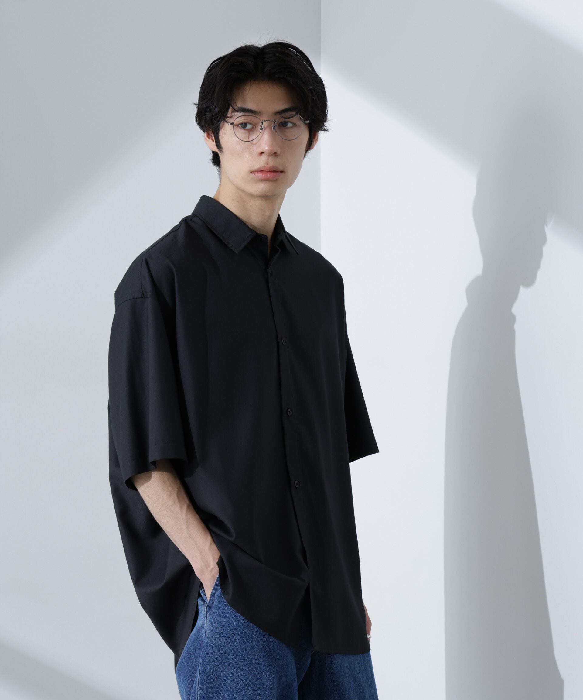 nano･universe「ビッグドレープシャツ 半袖」|シャツ・ブラウス|