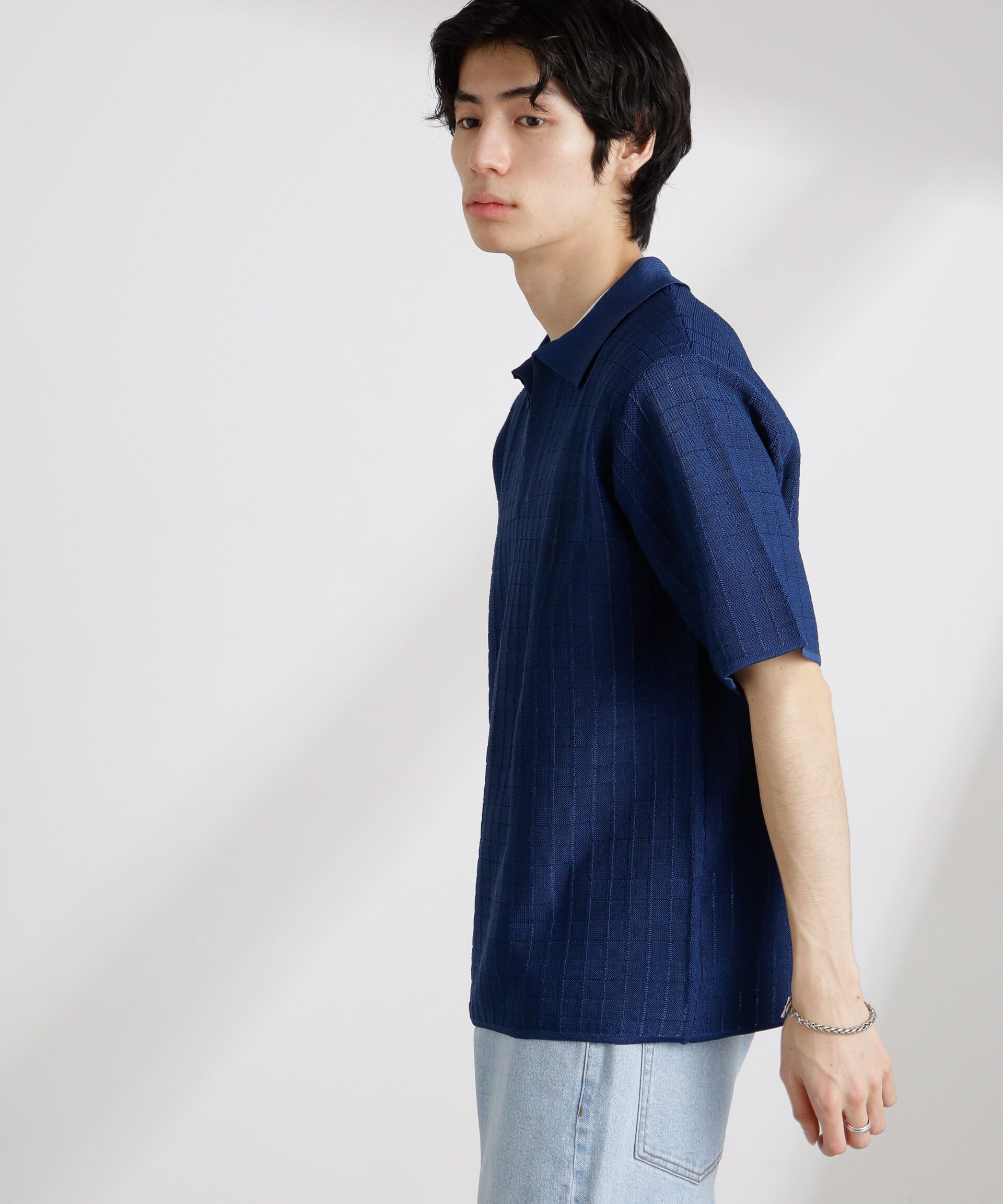 nano･universe「透かし編みスキッパーニット 半袖」|ニット・セーター|