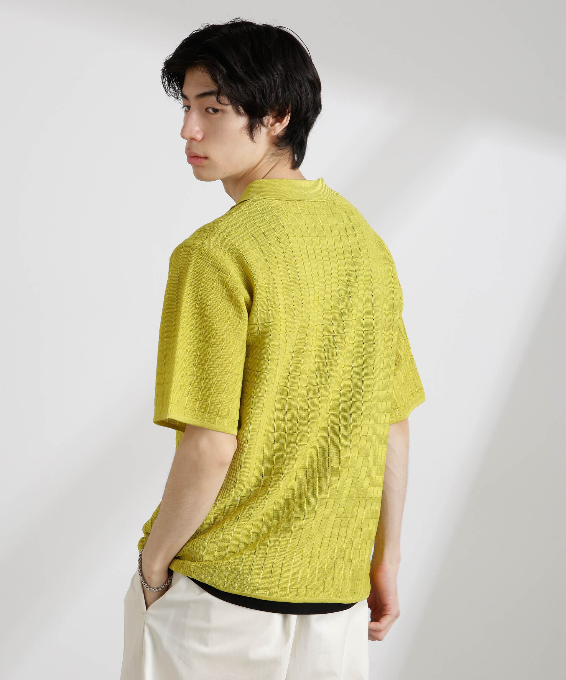 nano･universe「透かし編みスキッパーニット 半袖」|ニット・セーター|