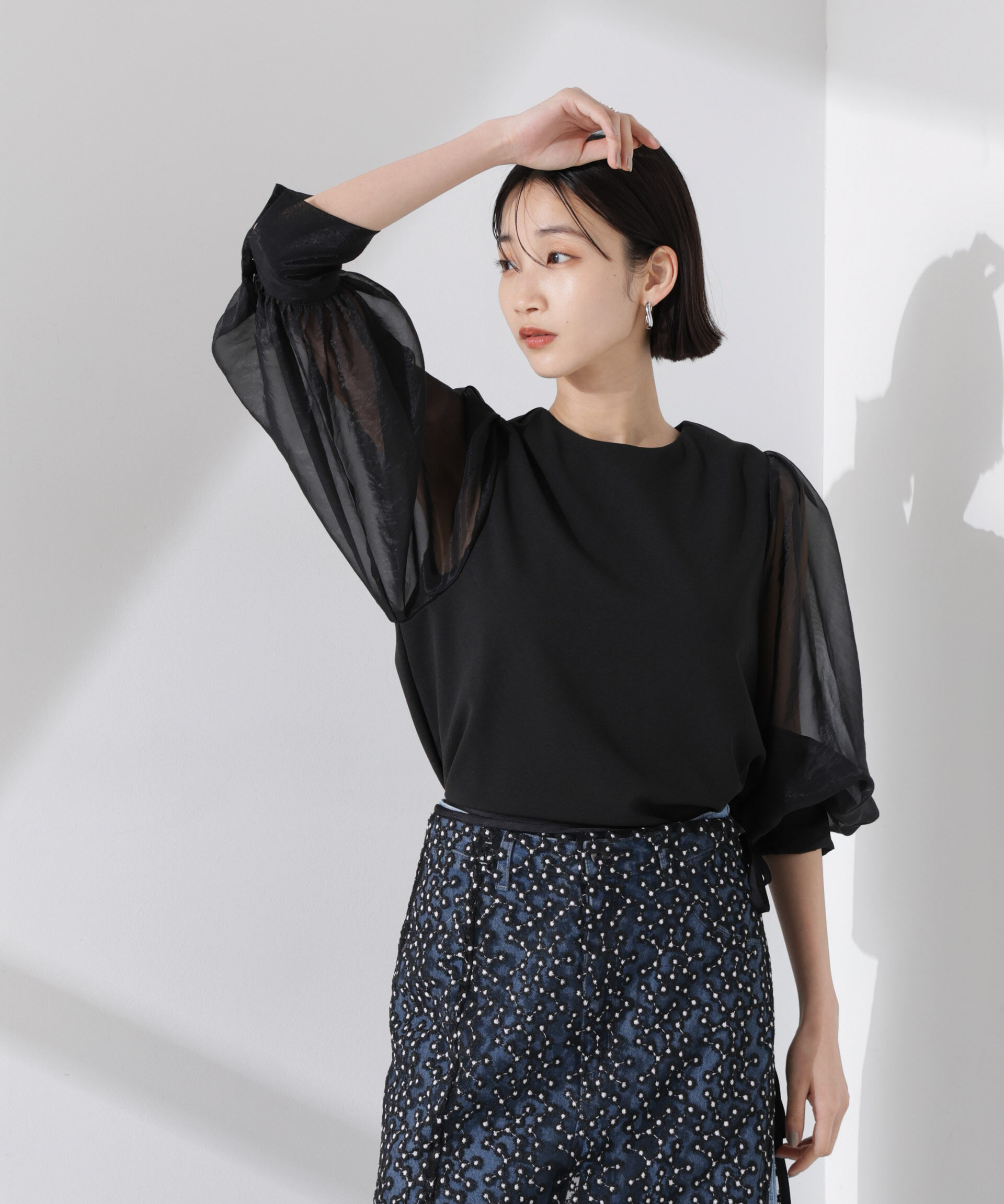 nano･universe「ｵｰｶﾞﾝｼﾞｰｽﾘｰﾌﾞｺﾝﾋﾞｶｯﾄｼﾞｮｰｾﾞｯﾄﾄｯﾌﾟｽ(」|Tシャツ・カットソー|