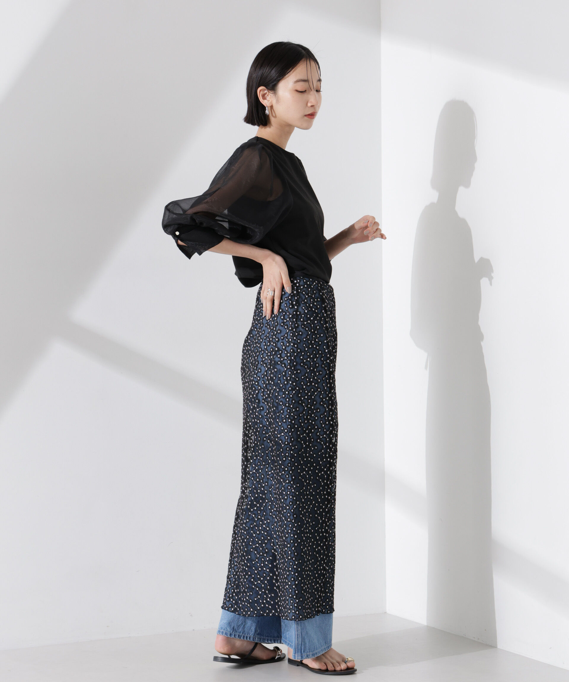 nano･universe「ｵｰｶﾞﾝｼﾞｰｽﾘｰﾌﾞｺﾝﾋﾞｶｯﾄｼﾞｮｰｾﾞｯﾄﾄｯﾌﾟｽ(」|Tシャツ・カットソー|