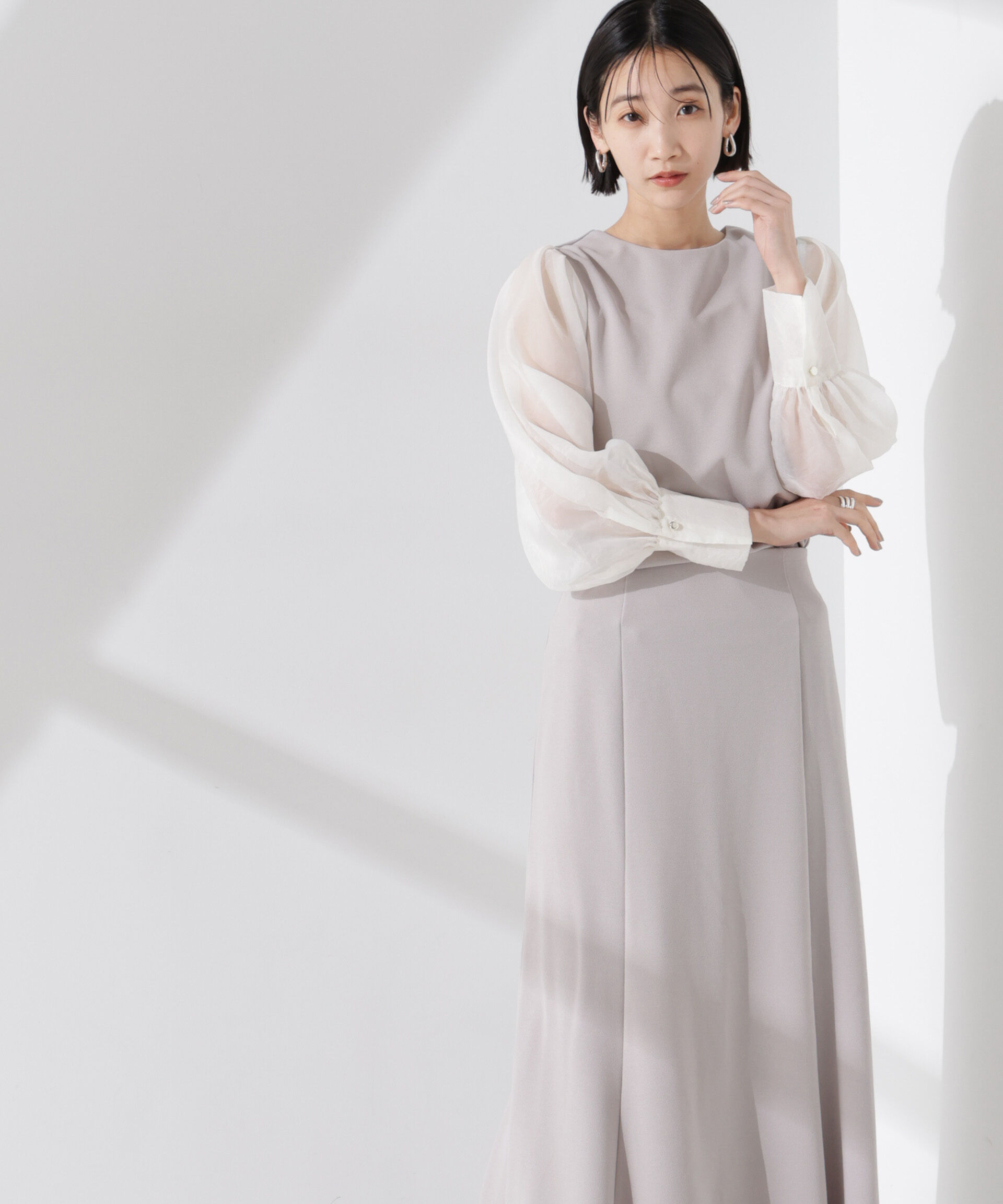 nano･universe「ｵｰｶﾞﾝｼﾞｰｽﾘｰﾌﾞｺﾝﾋﾞｶｯﾄｼﾞｮｰｾﾞｯﾄﾄｯﾌﾟｽ(」|Tシャツ・カットソー|