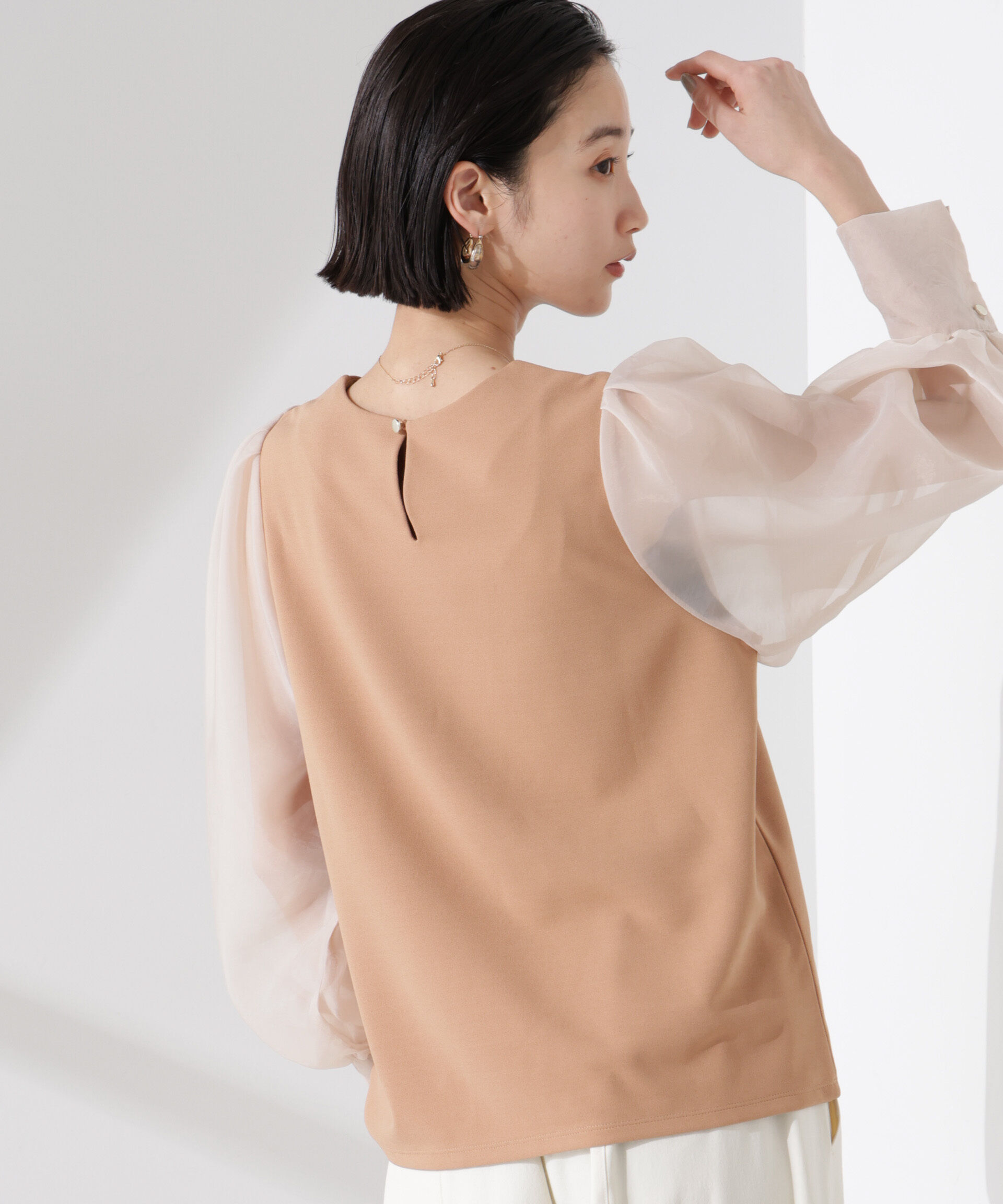 nano･universe「ｵｰｶﾞﾝｼﾞｰｽﾘｰﾌﾞｺﾝﾋﾞｶｯﾄｼﾞｮｰｾﾞｯﾄﾄｯﾌﾟｽ(」|Tシャツ・カットソー|