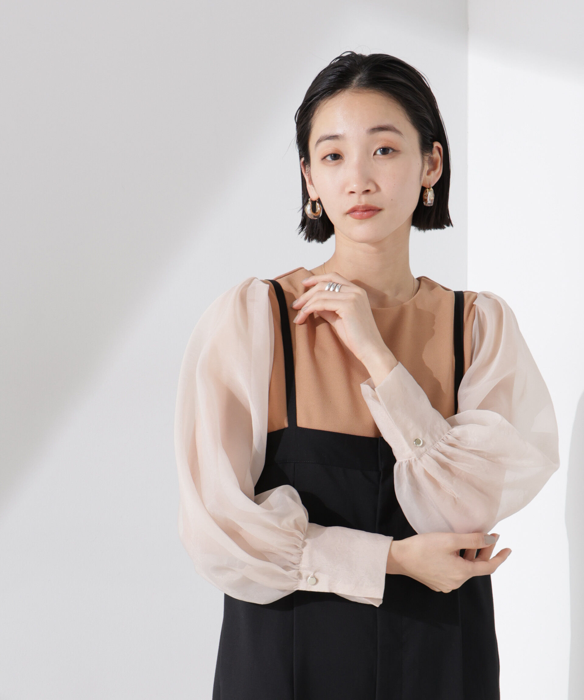 nano･universe「ｵｰｶﾞﾝｼﾞｰｽﾘｰﾌﾞｺﾝﾋﾞｶｯﾄｼﾞｮｰｾﾞｯﾄﾄｯﾌﾟｽ(」|Tシャツ・カットソー|