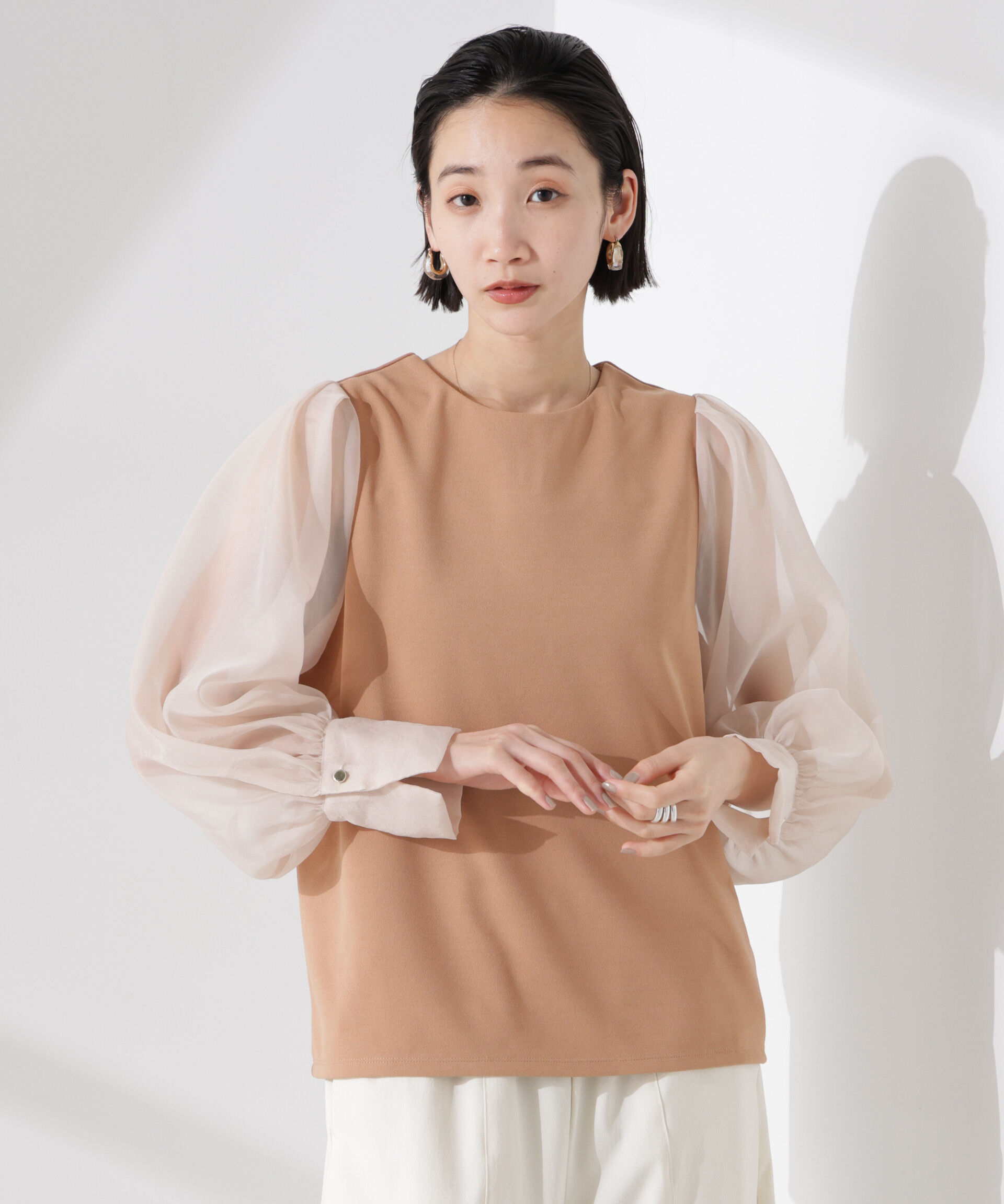 nano･universe「ｵｰｶﾞﾝｼﾞｰｽﾘｰﾌﾞｺﾝﾋﾞｶｯﾄｼﾞｮｰｾﾞｯﾄﾄｯﾌﾟｽ(」|Tシャツ・カットソー|