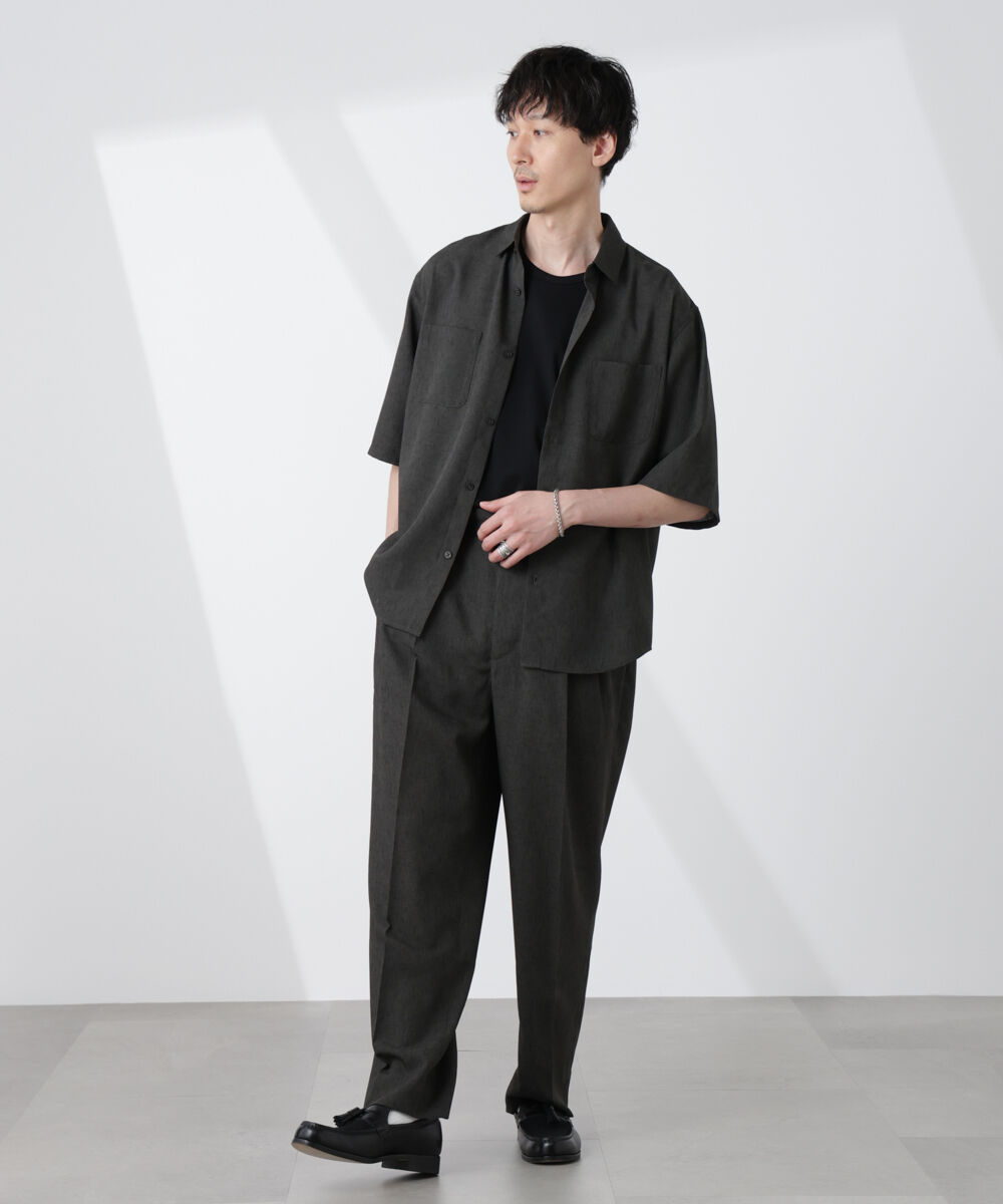 nano･universe「テックリネンリラックスタックテーパードパンツ」|チノ|