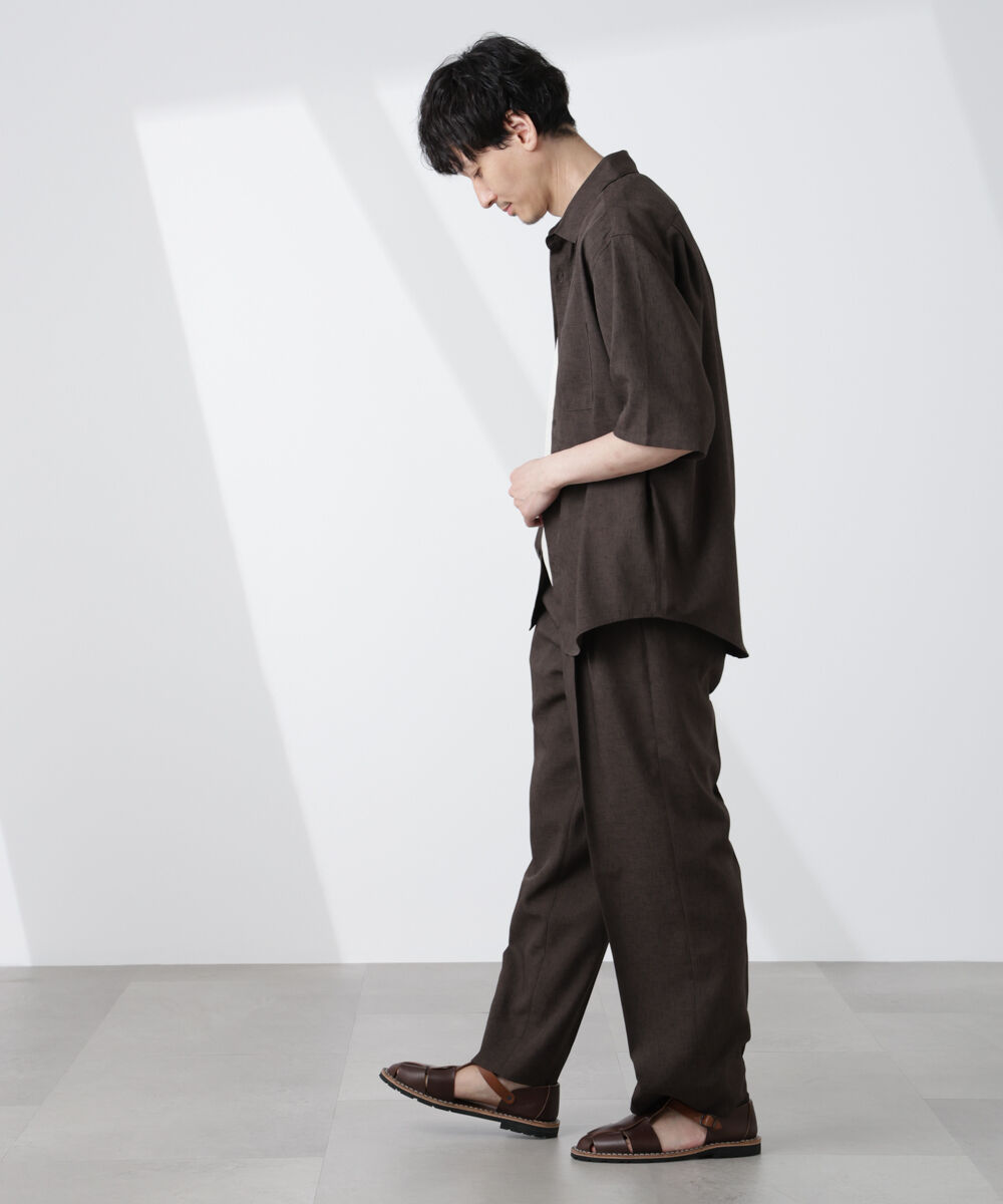 nano･universe「テックリネンリラックスタックテーパードパンツ」|チノ|