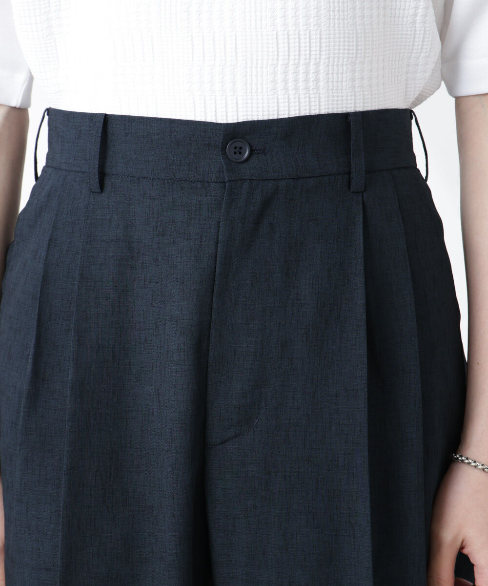 nano･universe「テックリネンリラックスタックテーパードパンツ」|チノ|