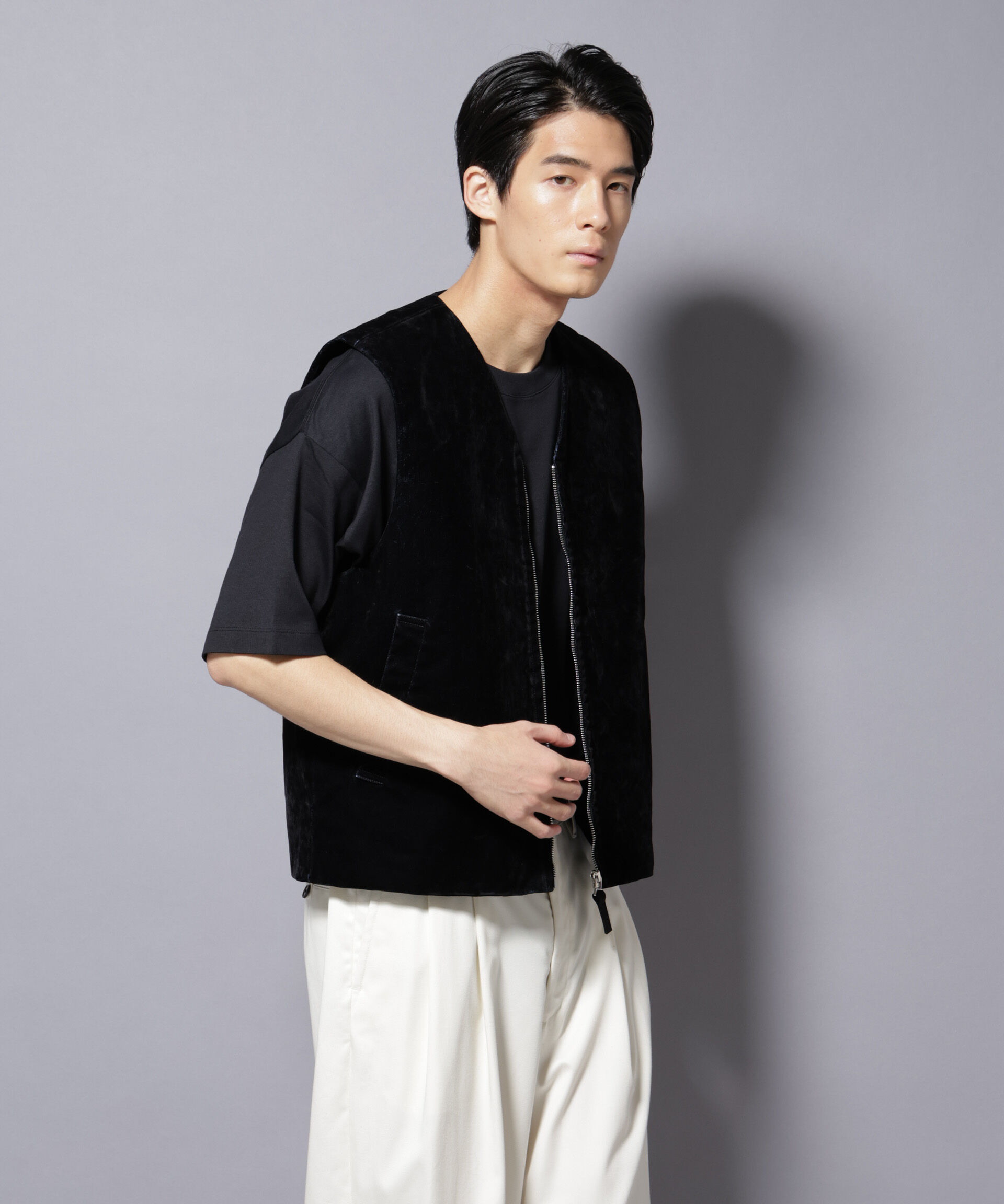 nano･universe「フロッキーデニム  ZIPベスト 」|ダウンベスト・ベスト|