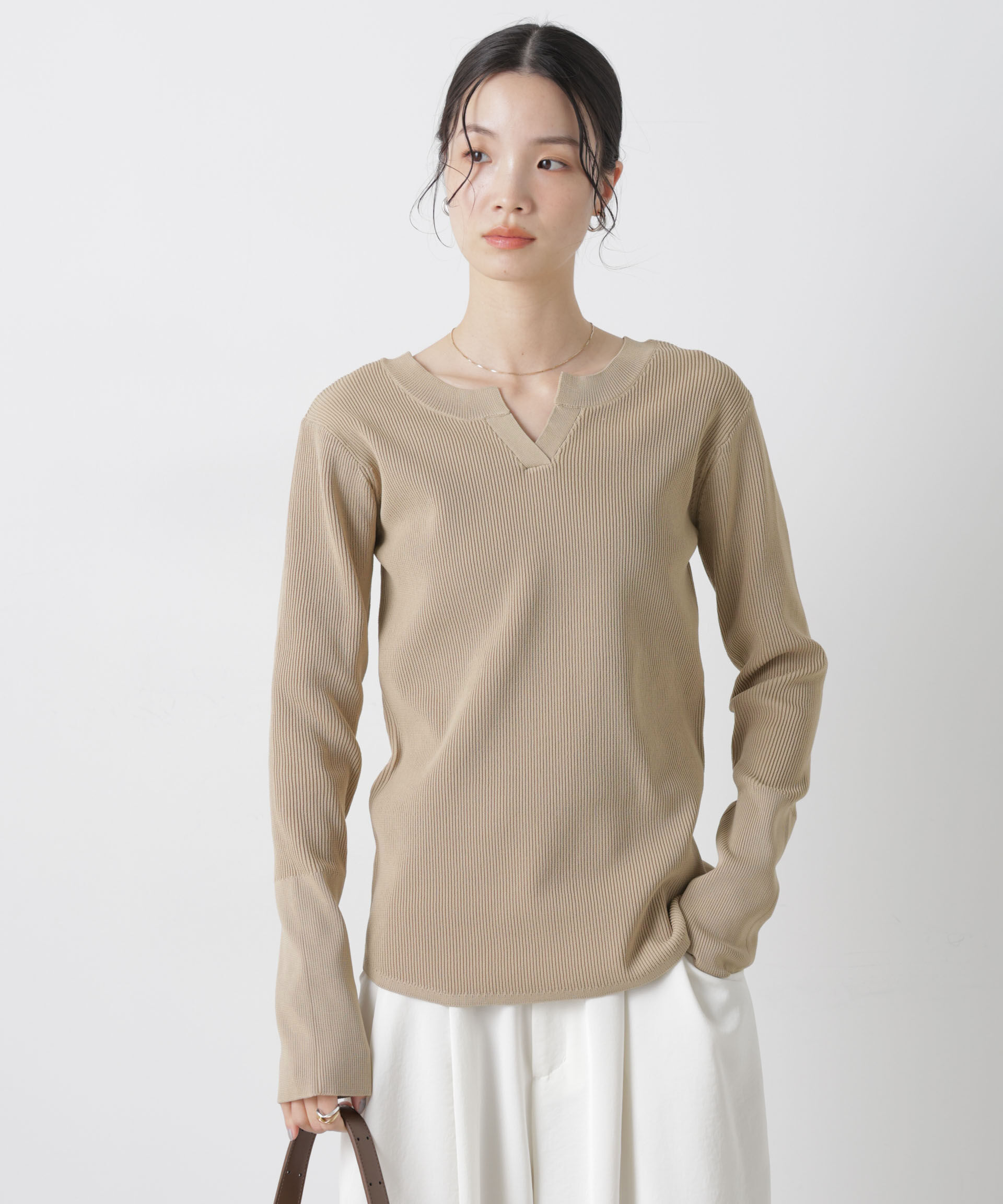 nano･universe「洗濯機洗い可スポンディッシュニット前後2wayトップス」|ニット・セーター|