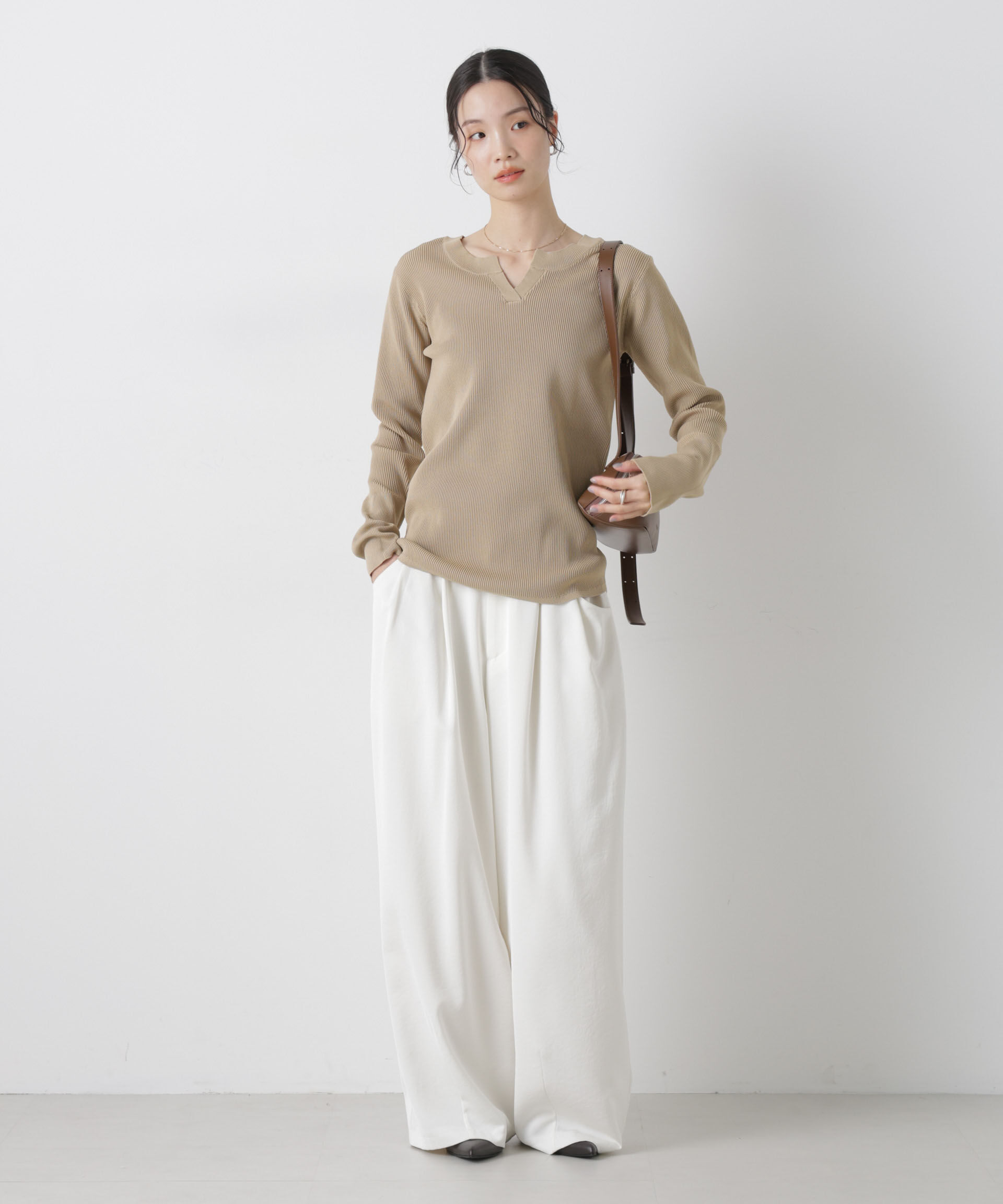 nano･universe「洗濯機洗い可スポンディッシュニット前後2wayトップス」|ニット・セーター|