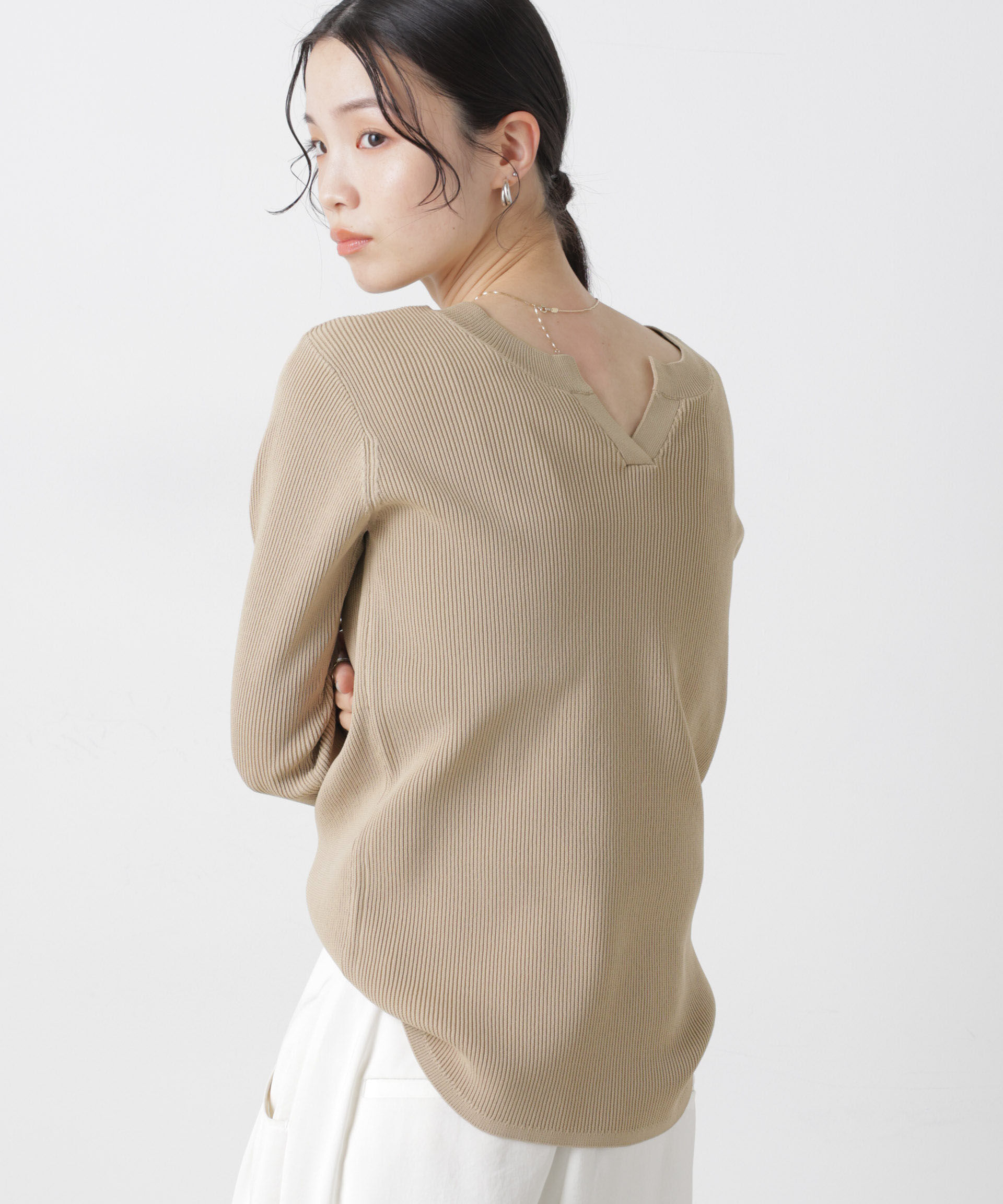 nano･universe「洗濯機洗い可スポンディッシュニット前後2wayトップス」|ニット・セーター|