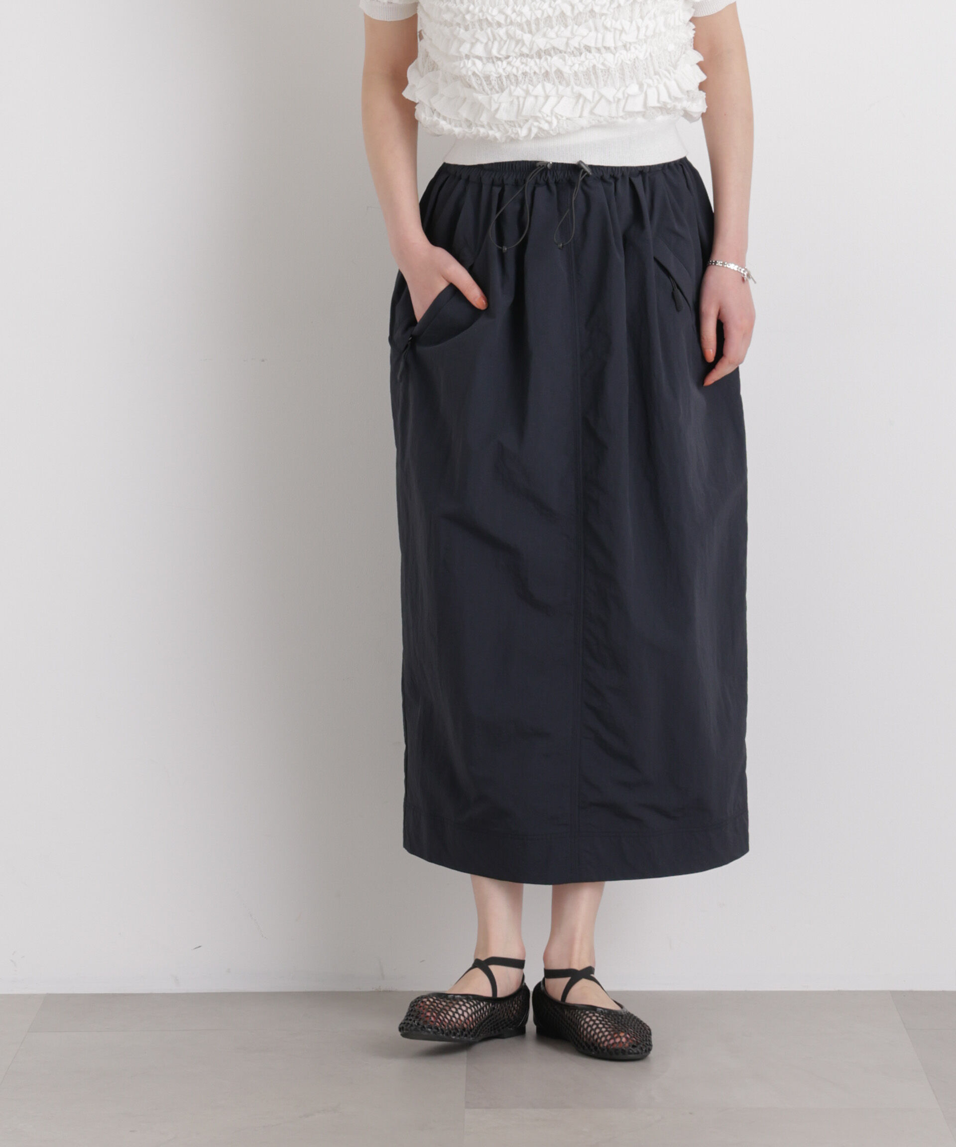 nano･universe「ギャザージップミディスカート」|スカート|