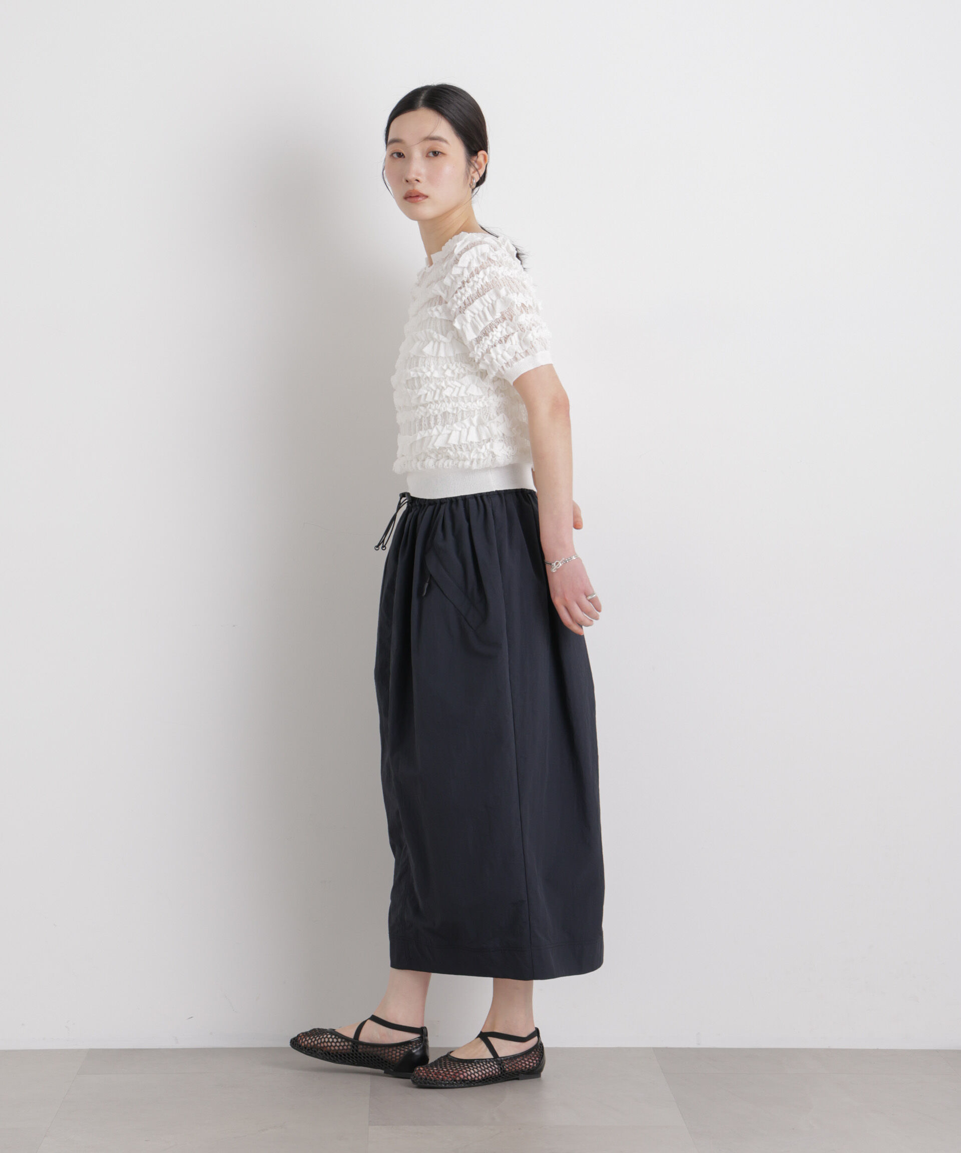 nano･universe「ギャザージップミディスカート」|スカート|