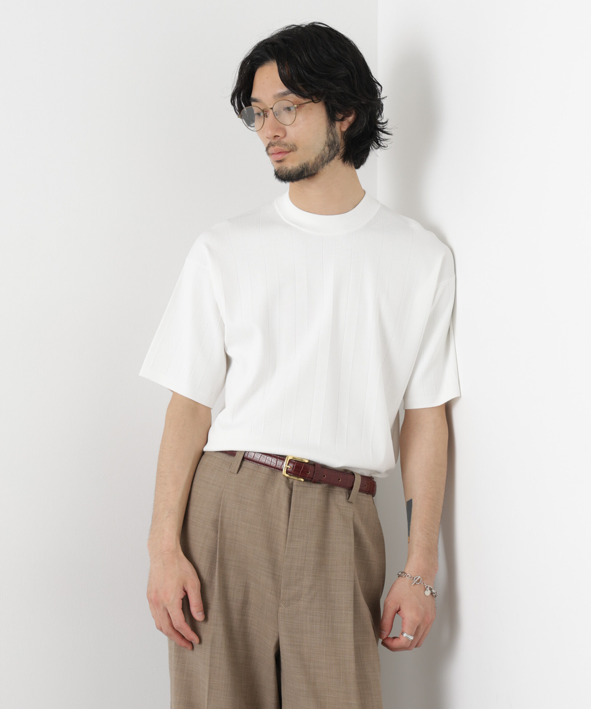 nano･universe「｢ASSEMBLANC｣ 針抜きクルーネックニット」|ニット・セーター|