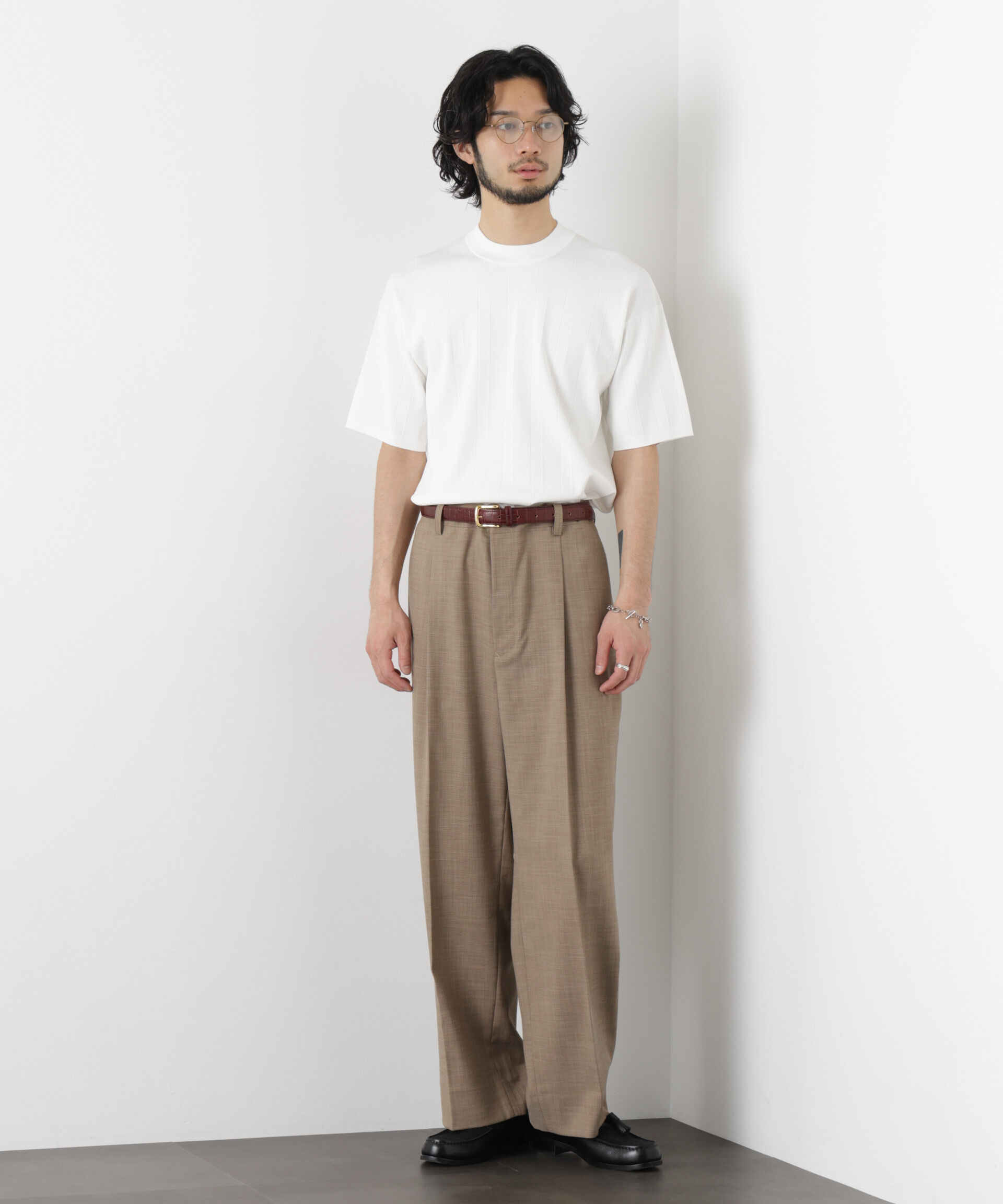 nano･universe「｢ASSEMBLANC｣ 針抜きクルーネックニット」|ニット・セーター|